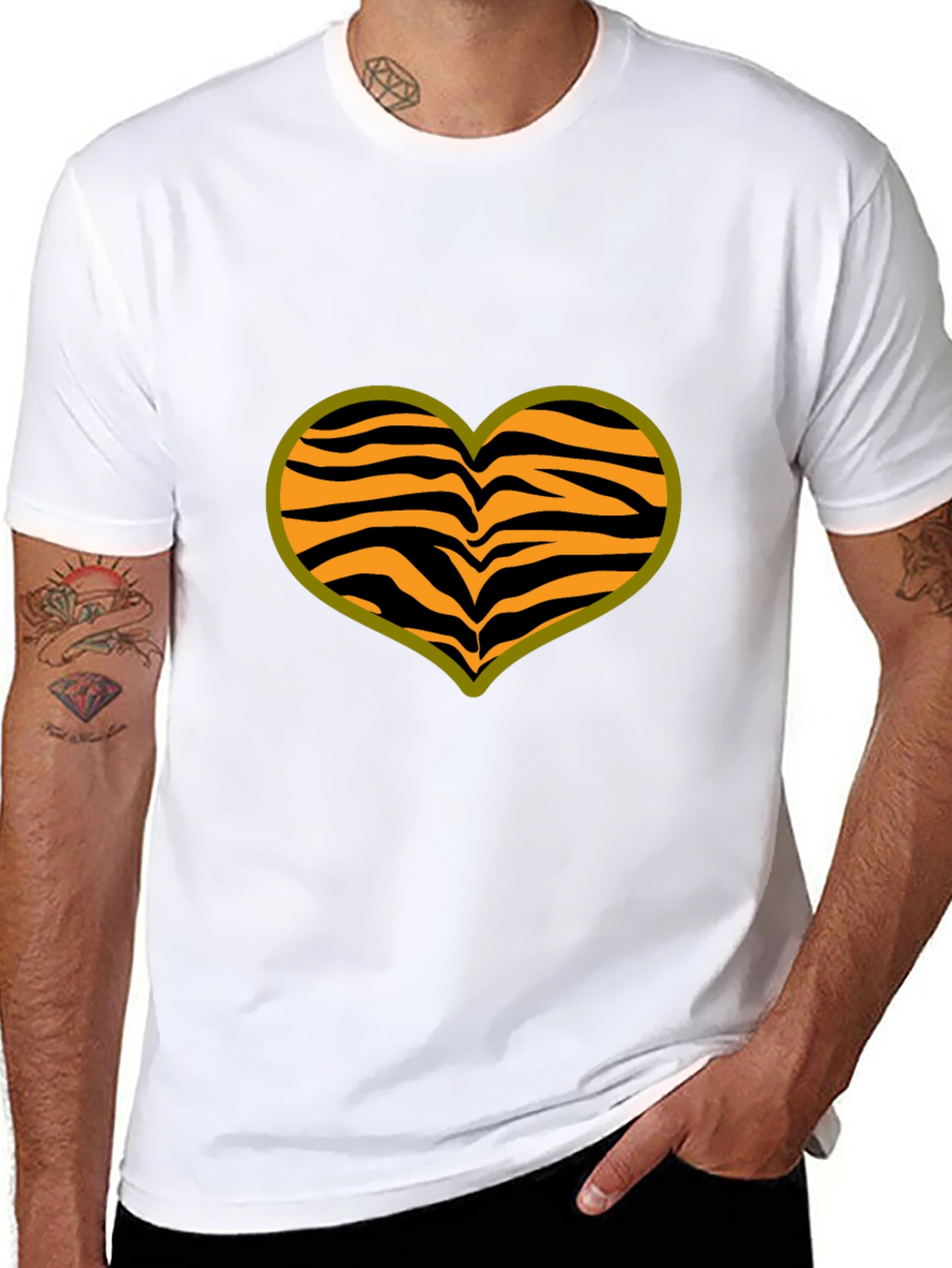 Black Tiger Stripe Heart T-Shirt - Black view 8