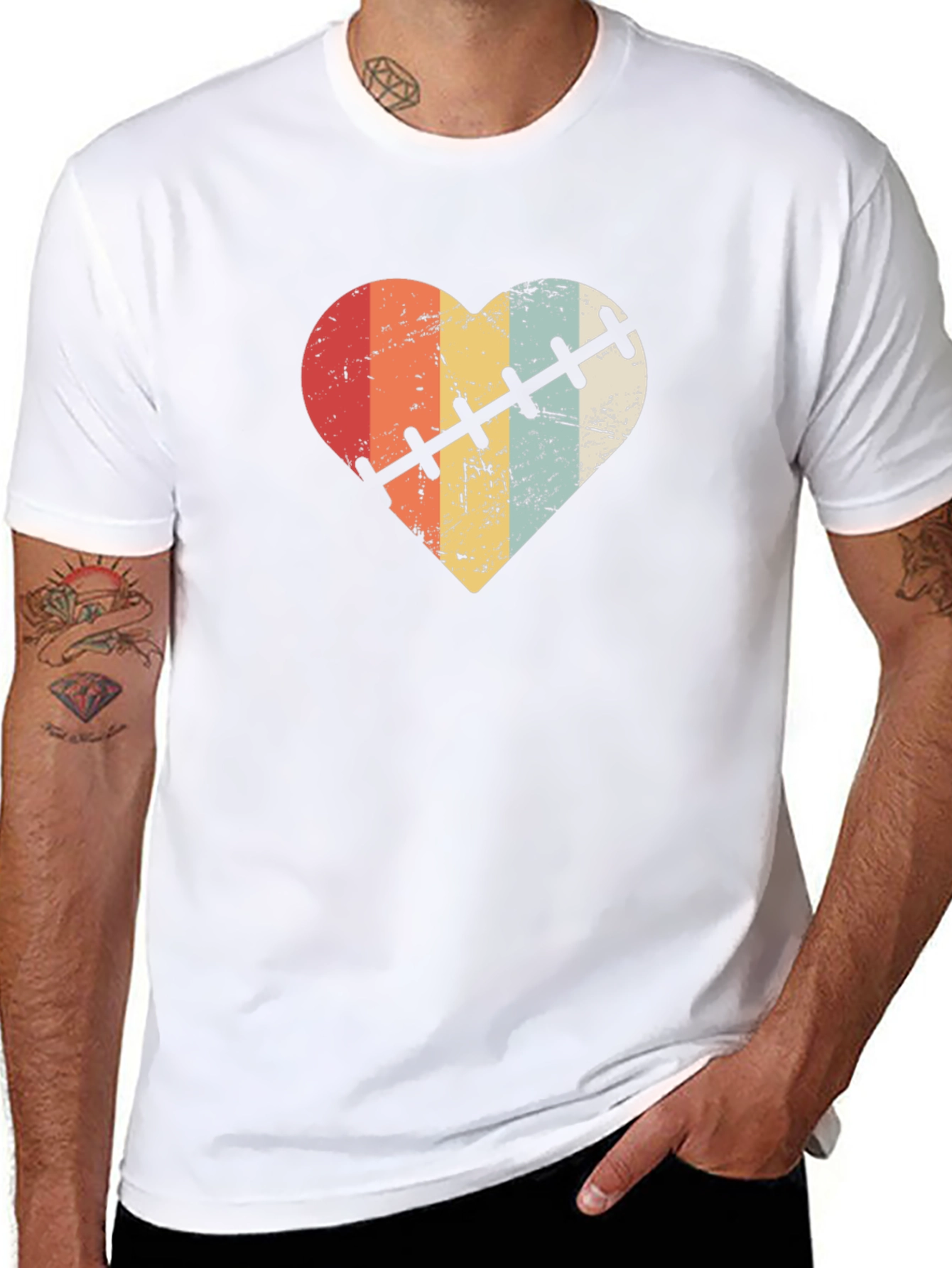 Retro Heart Stitch Graphic Tee - Black - 8