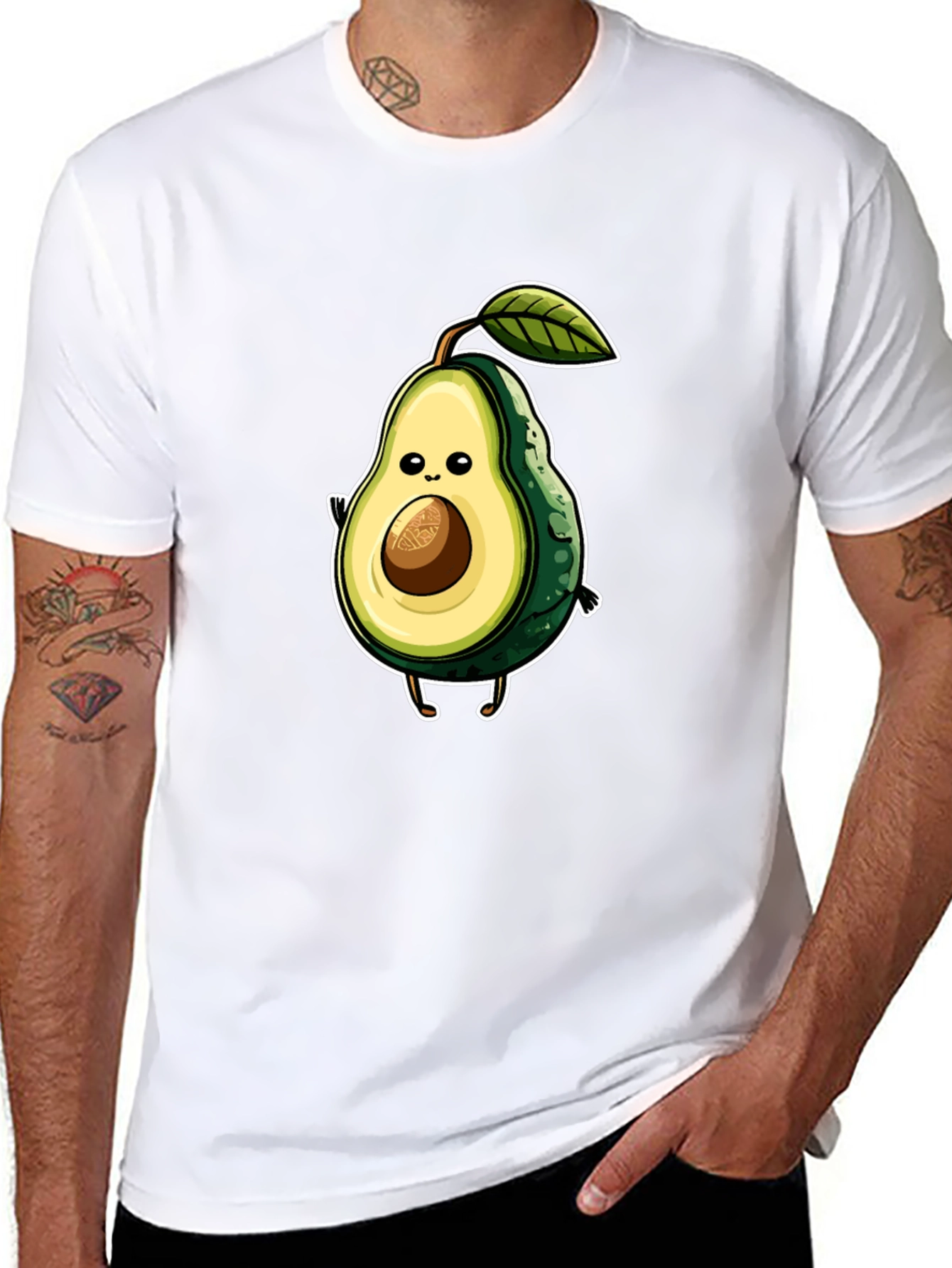 Funny Avocado Cartoon Graphic T-Shirt - Unisex Black Tee - 8