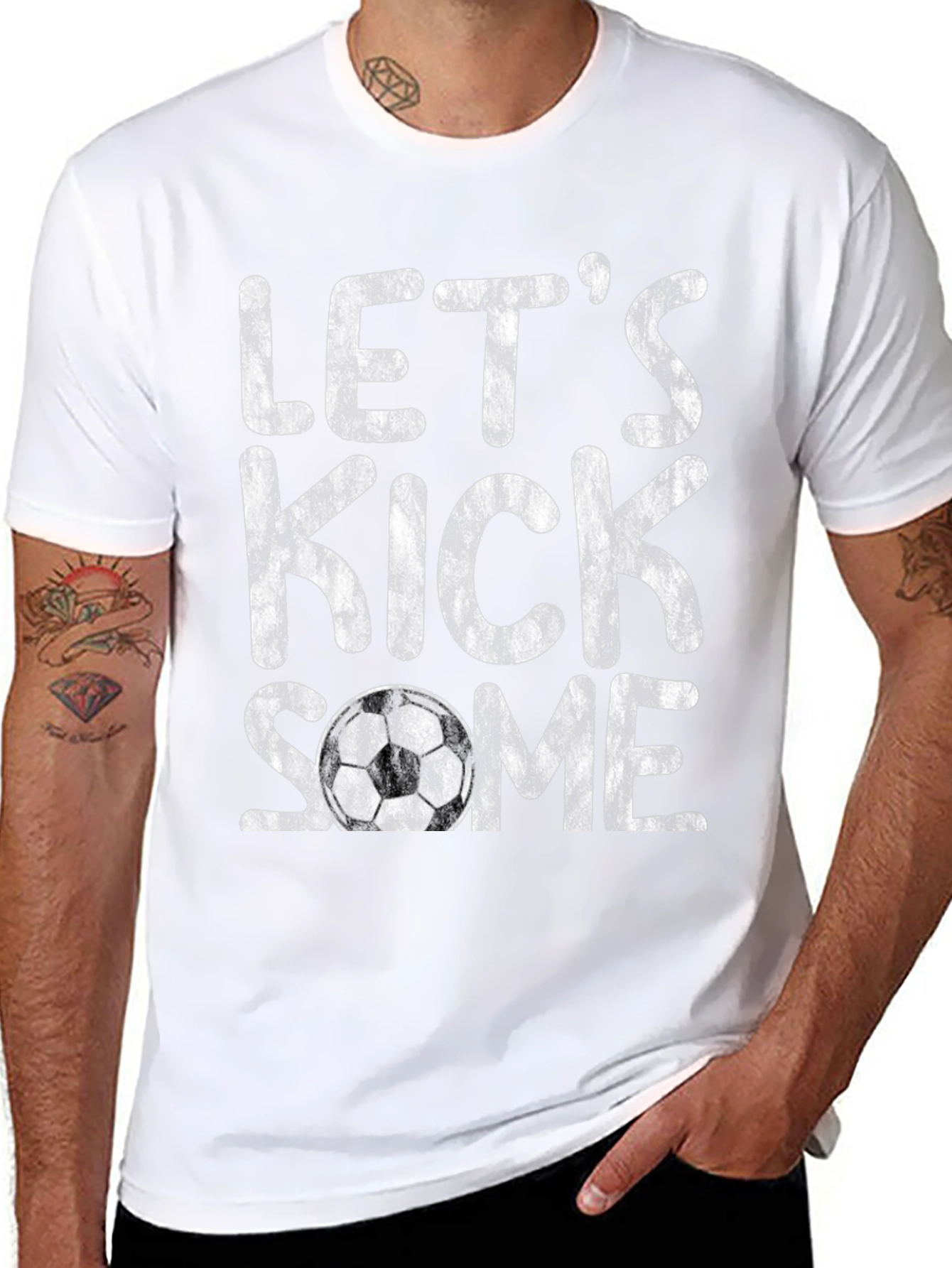 Black Let's Kick Some Soccer T-Shirt view 8