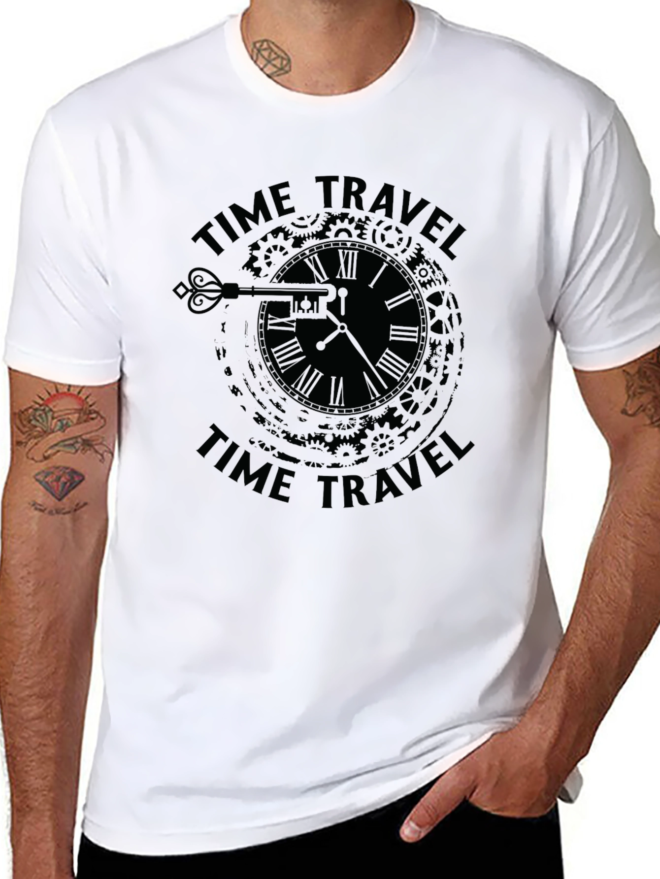 Black Time Travel Clock Graphic T-Shirt - Black view 8