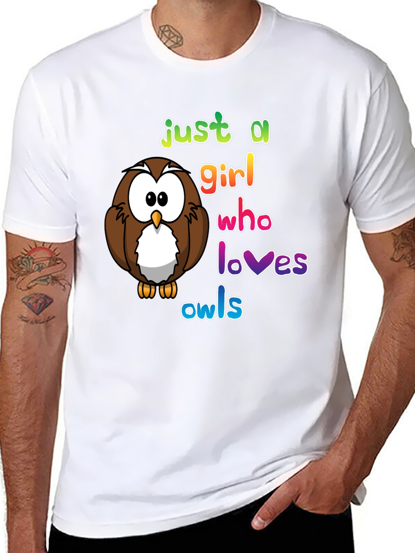 Black Just A Girl Who Loves Owls T-Shirt, Cute Owl Lover Tee view 8