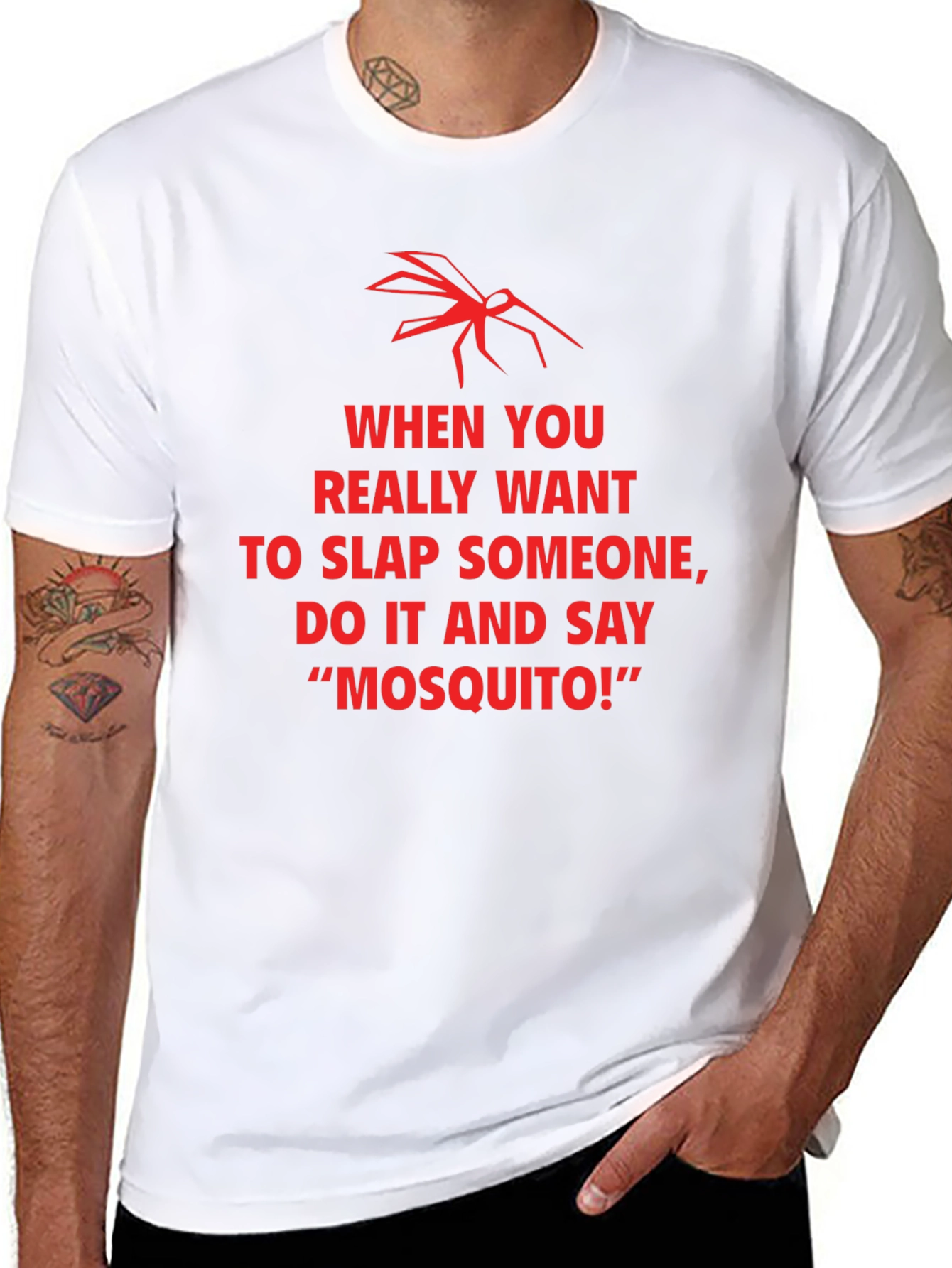 Black Funny Mosquito Slap Graphic T-Shirt view 8