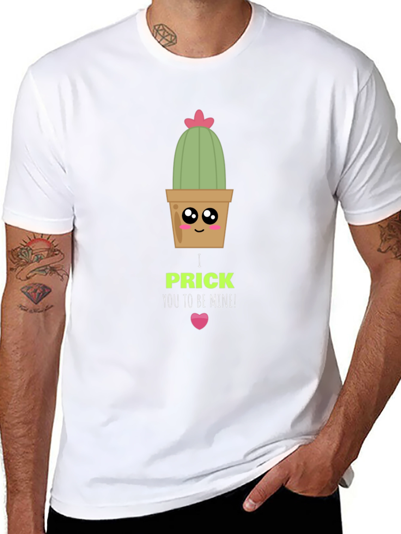 Black Cute Cactus Prick Valentine T-Shirt view 8