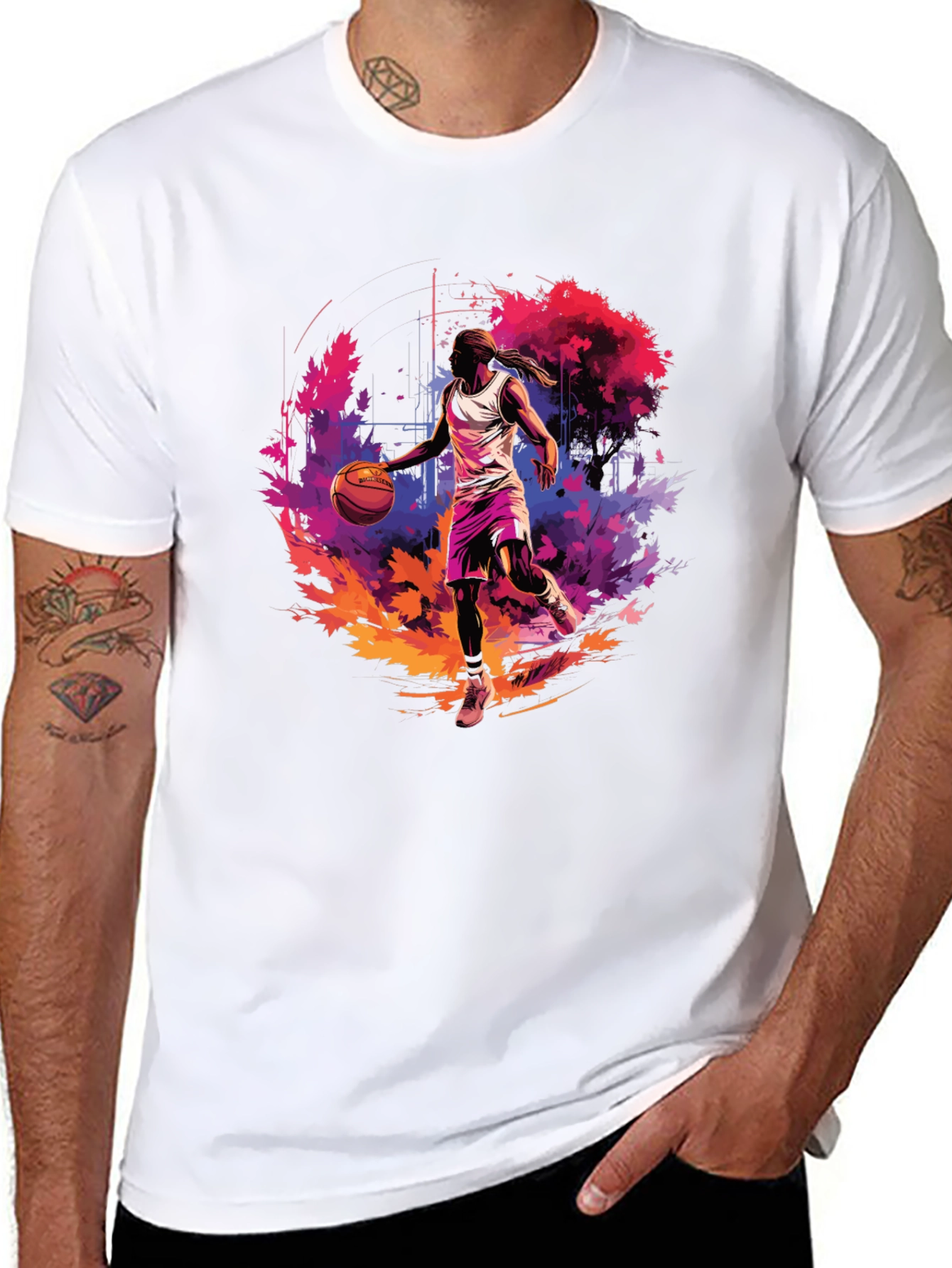Black Basketball Player Graphic Print T-Shirt view 8