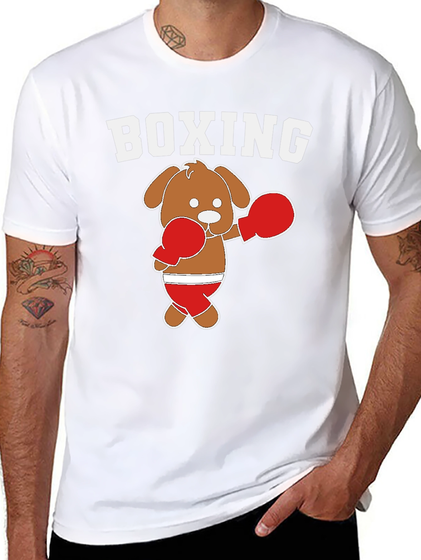 Black Boxing Dog Graphic Tee view 8