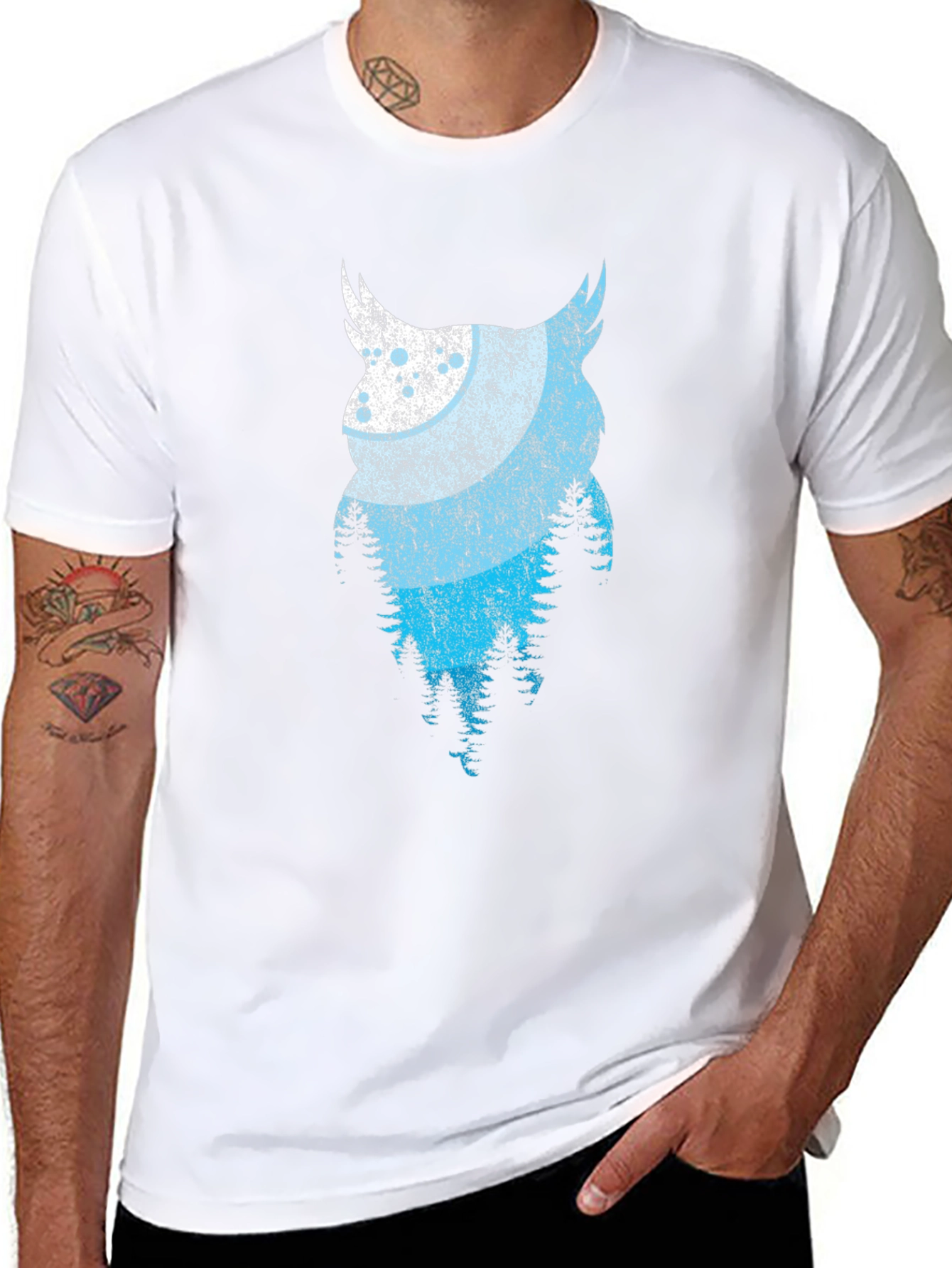 Owl Forest Graphic Tee - Nature Inspired Design - 8