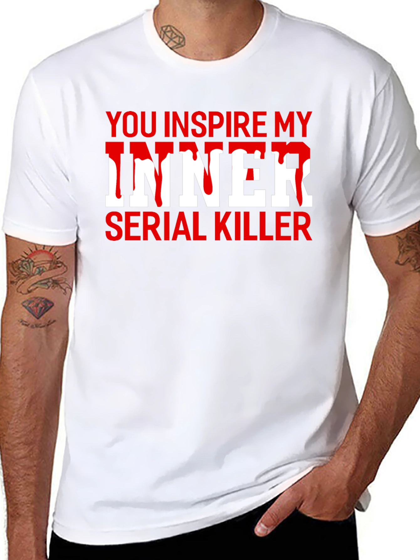 Black You Inspire My Inner Serial Killer Novelty T-Shirt view 8