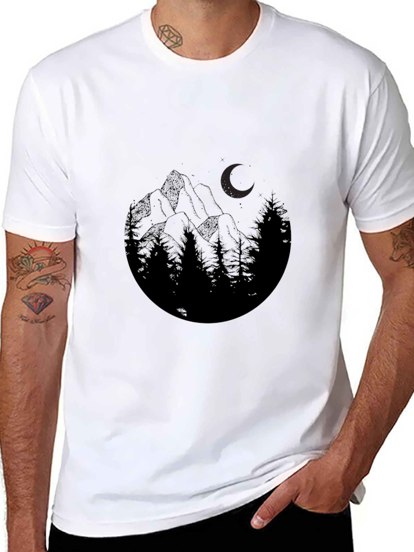 Black Mountain Moon Graphic Tee - Black Cotton Blend view 8