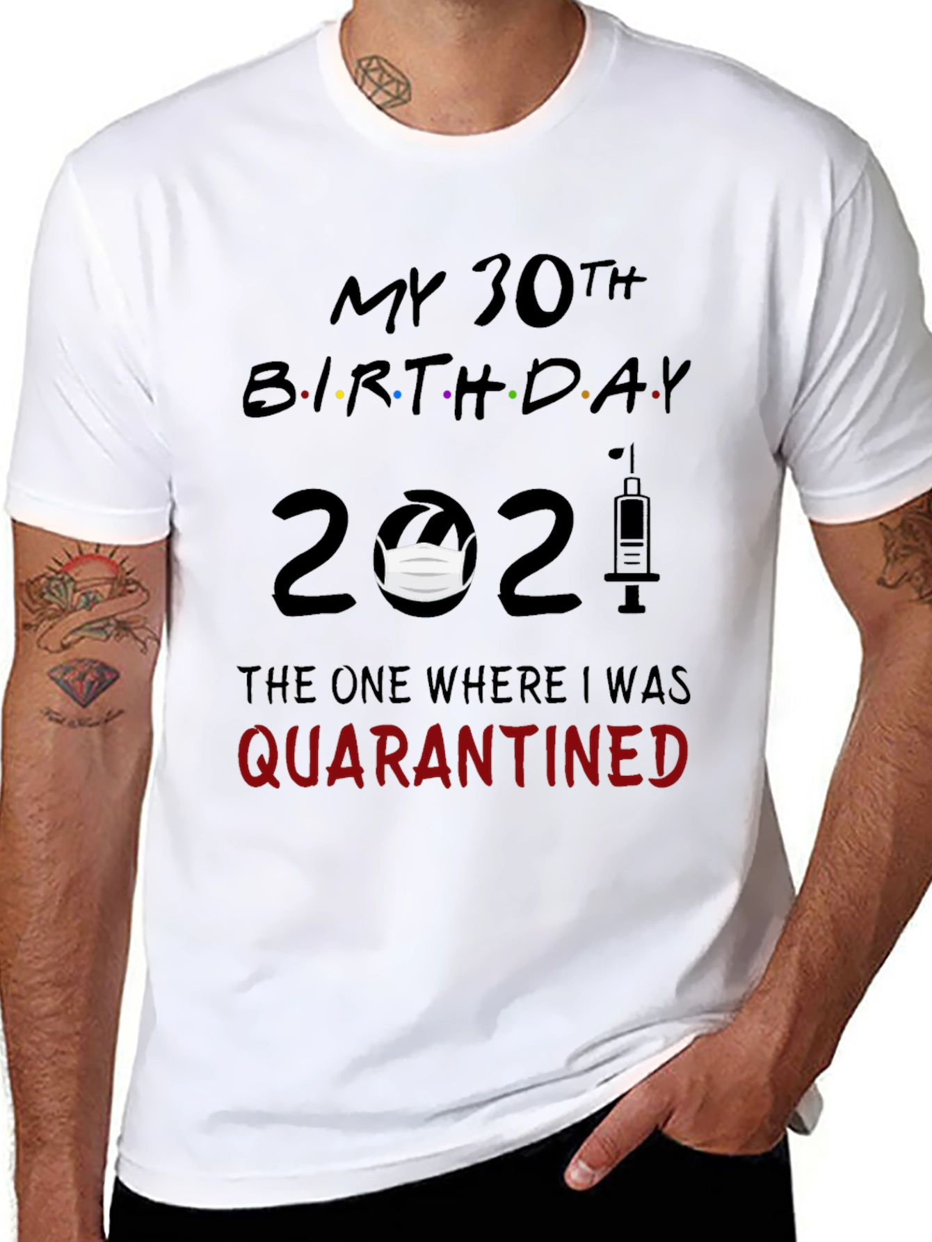 Black Quarantine 30th Birthday T-Shirt - Funny 2021 view 8