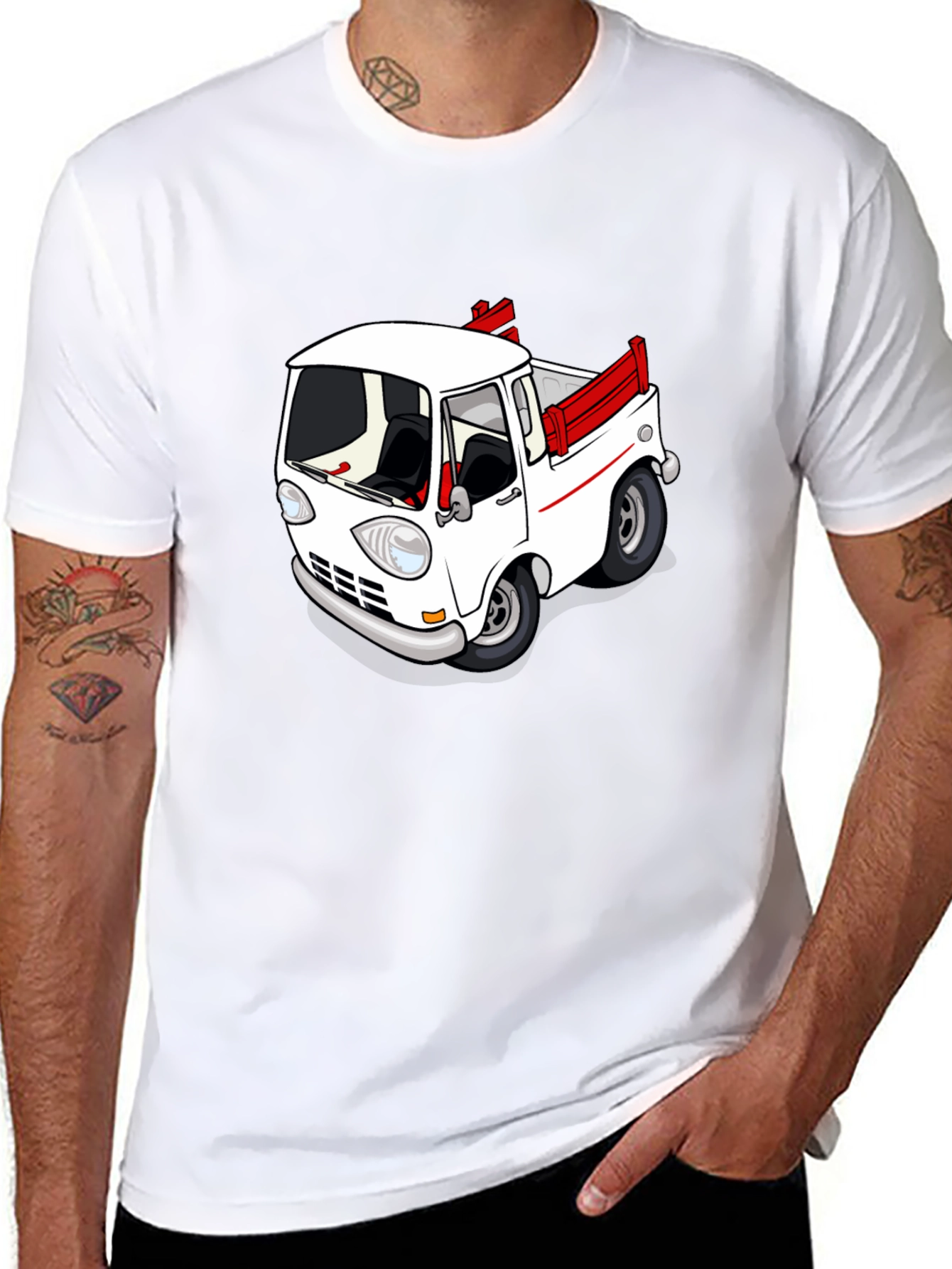 Black Cartoon Truck Graphic Tee - Classic Car Style view 8
