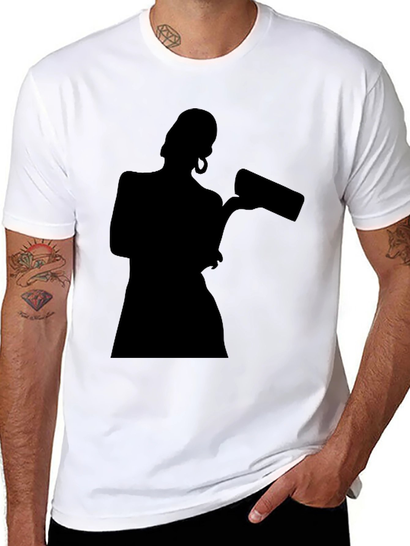 Black Silhouette Graphic Black T-Shirt view 8