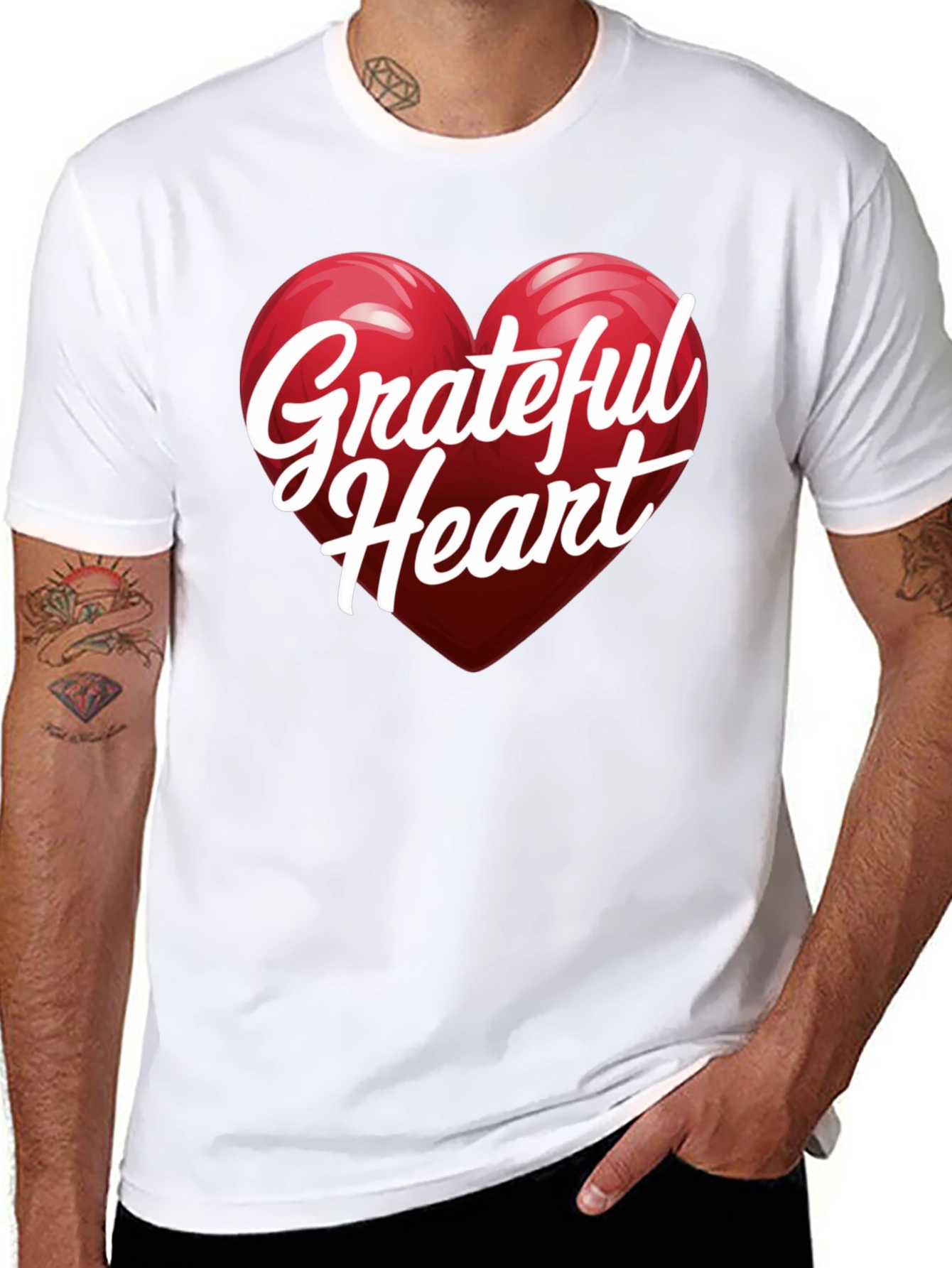 Black Grateful Heart Graphic T-Shirt - Stylish Unisex Top view 8
