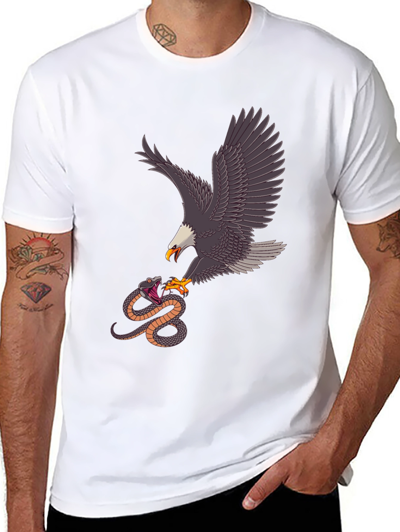 Black Eagle vs Snake Graphic Tee - Black view 8