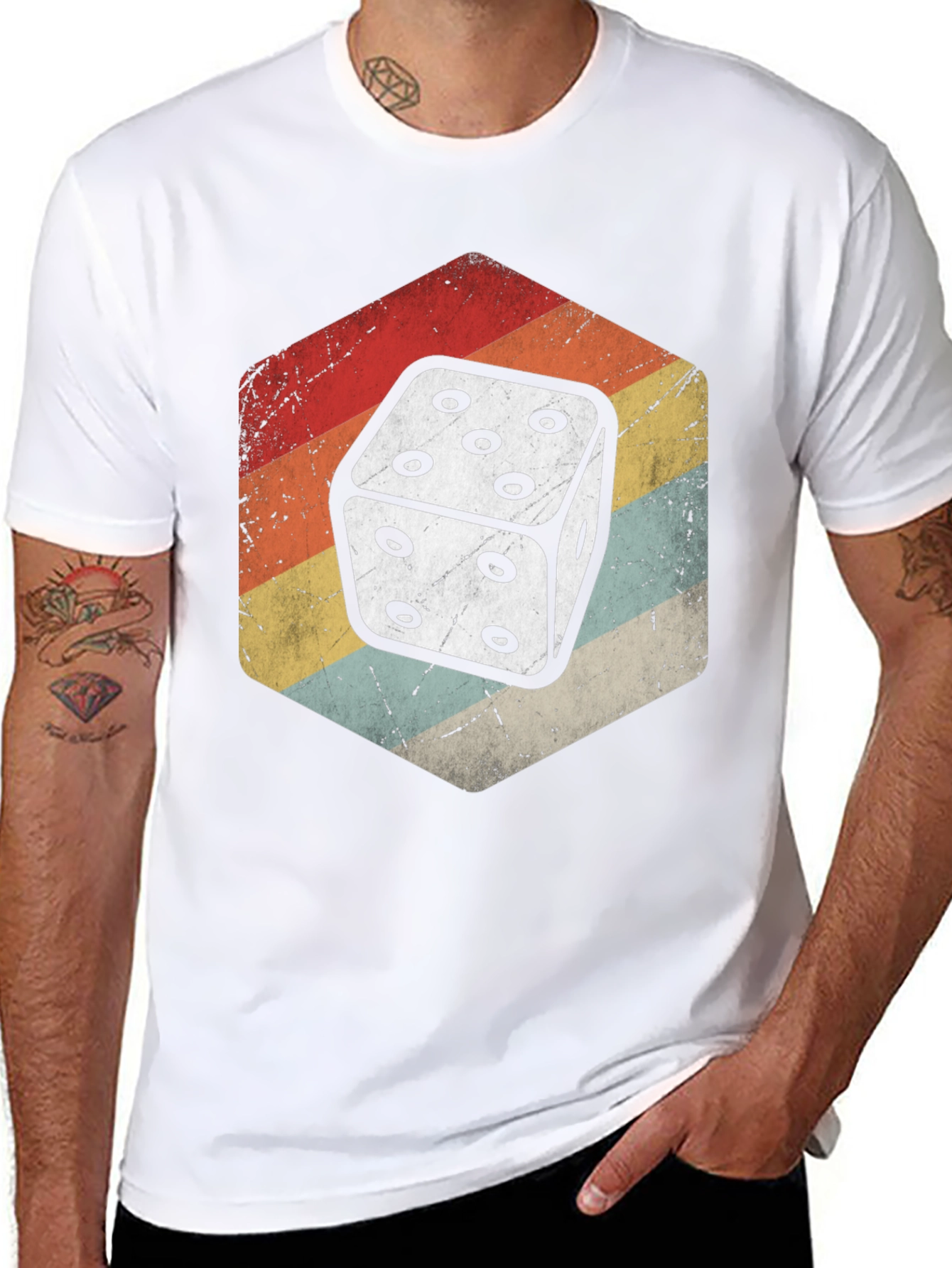 Black Retro Dice Graphic Tee view 8