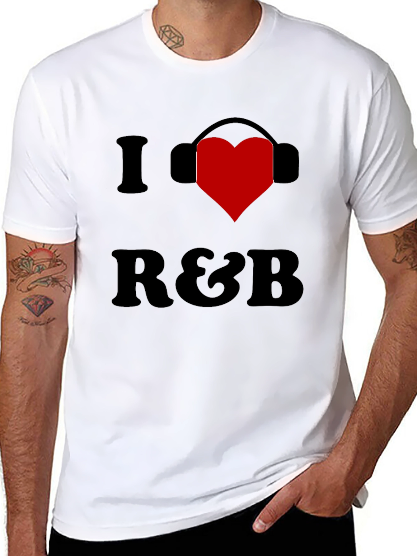 Black I Heart R&B Black Graphic Tee Shirt view 8