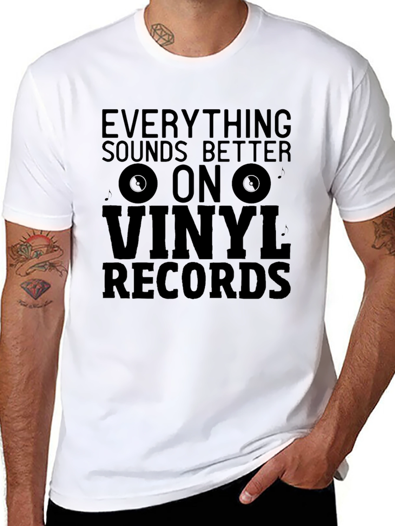 Black Vinyl Records Graphic T-Shirt - Black view 8