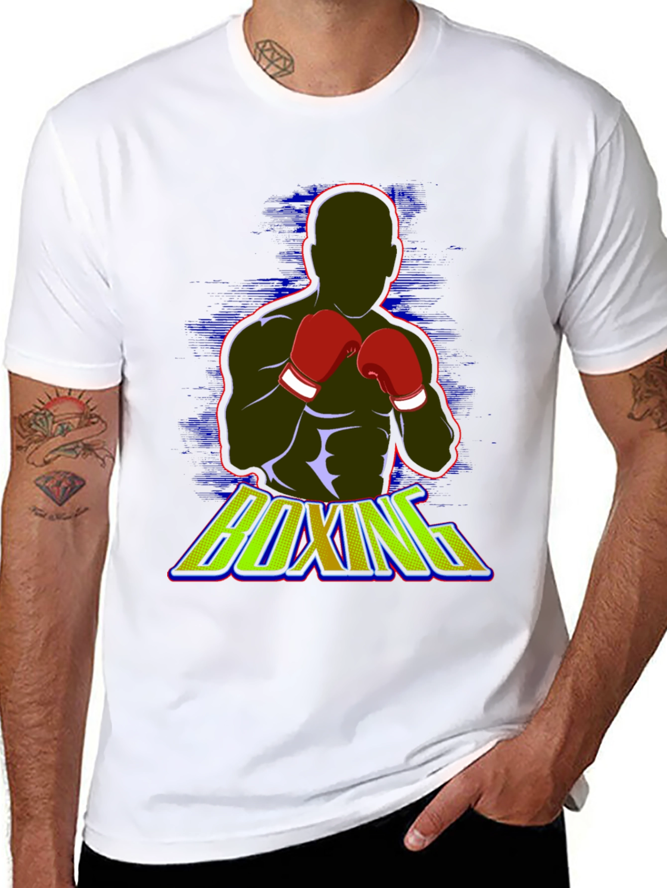 Black Boxing Graphic Tee - Black Cotton Blend T-Shirt view 8