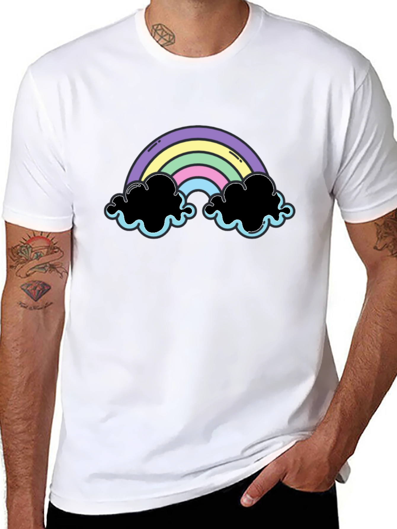 Black Pastel Rainbow Cloud Graphic Tee view 8