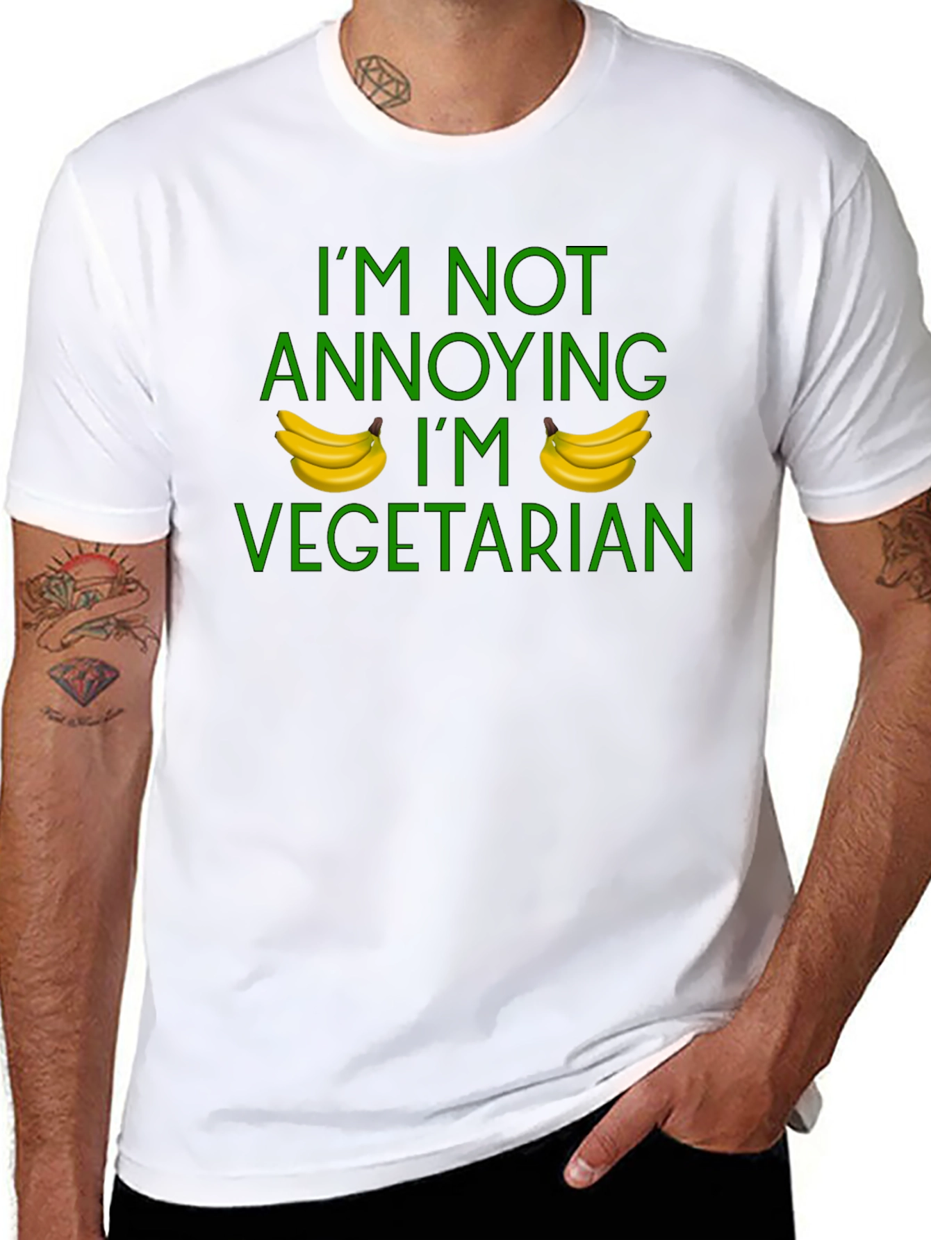 Black I'm Not Annoying I'm Vegetarian Funny T-Shirt view 8
