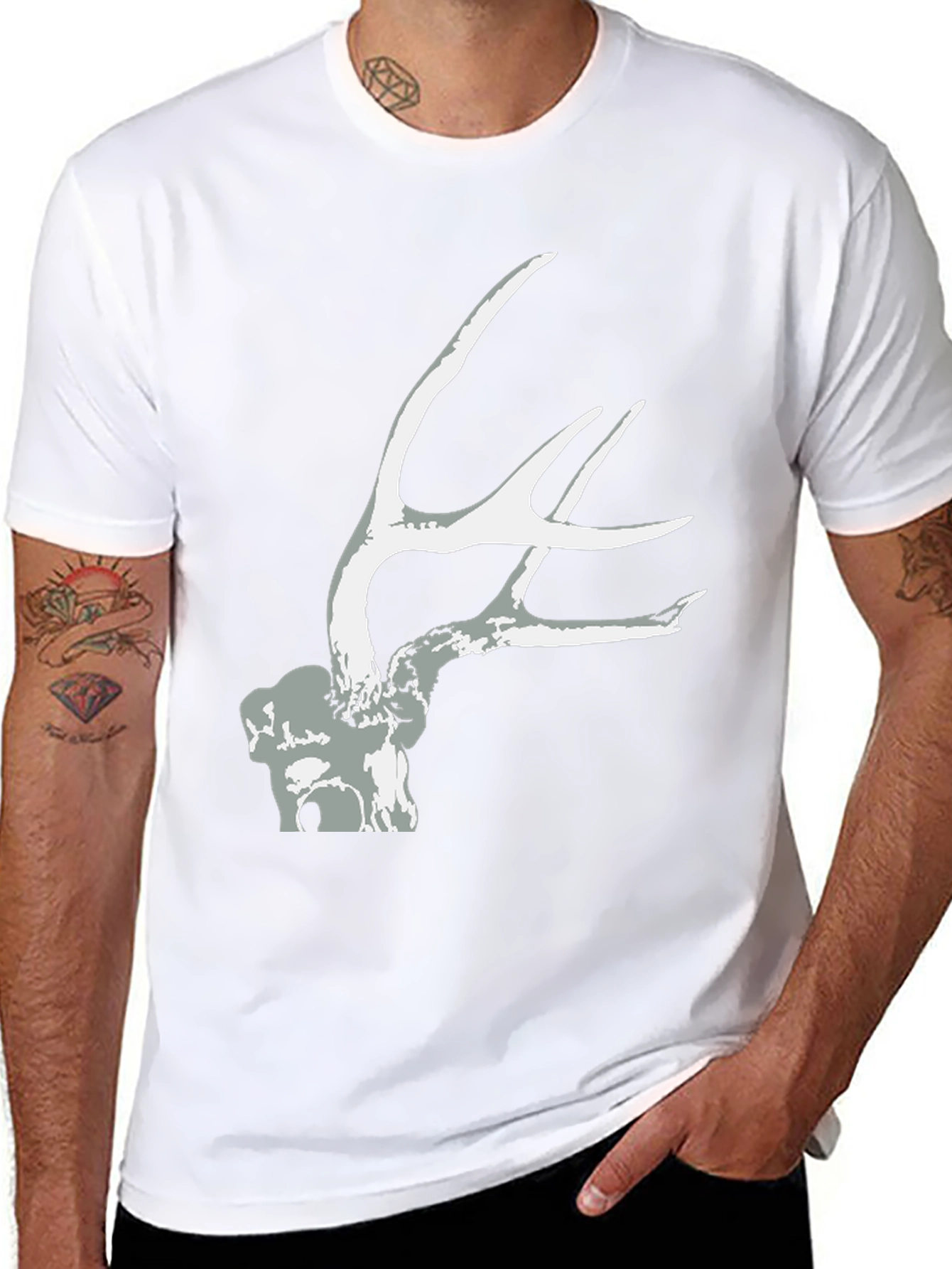 Black Antler Graphic Tee - Black Cotton Casual view 8
