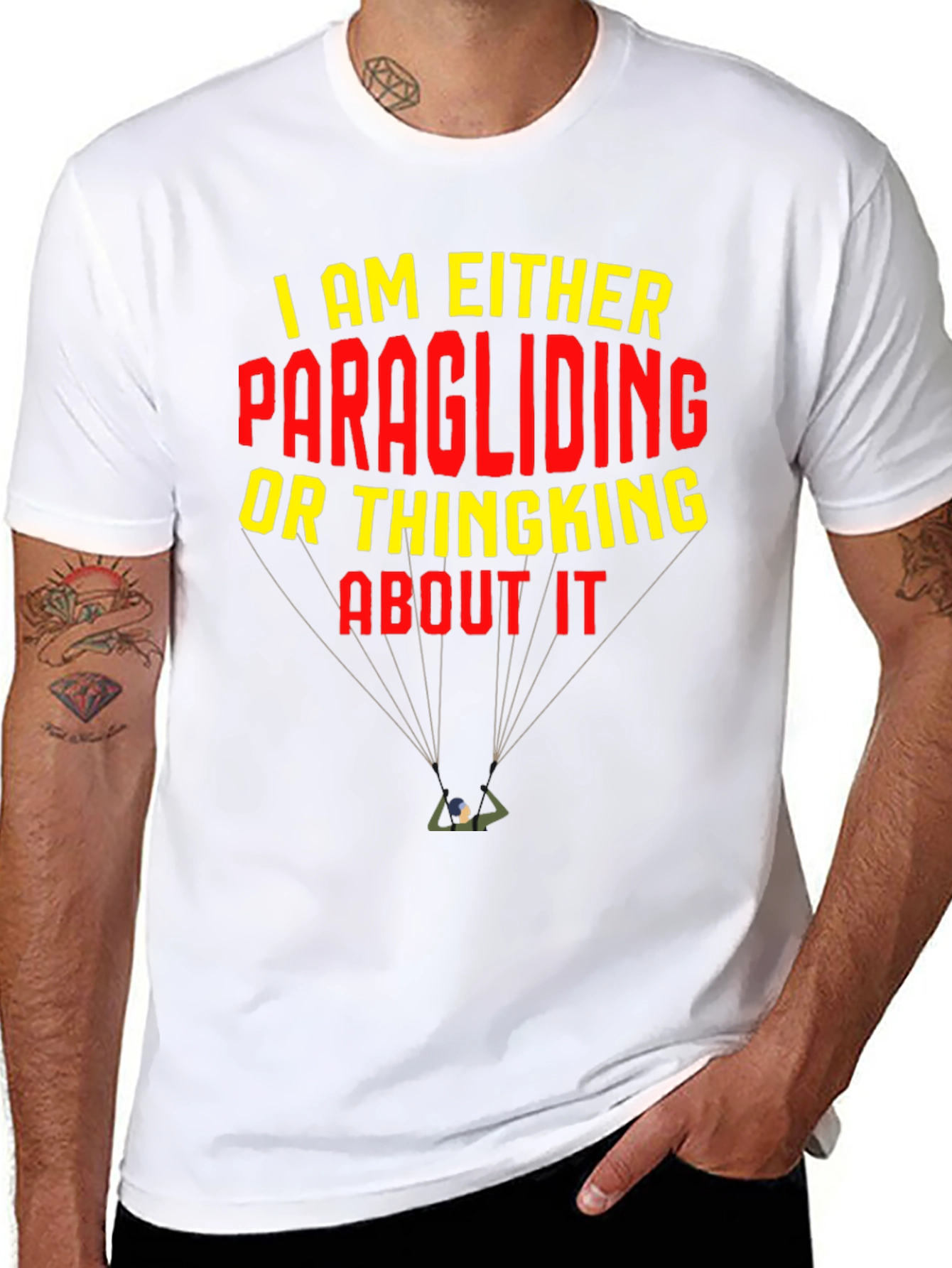 Black Paragliding T-Shirt: I am Either Paragliding or Thinking About It view 8