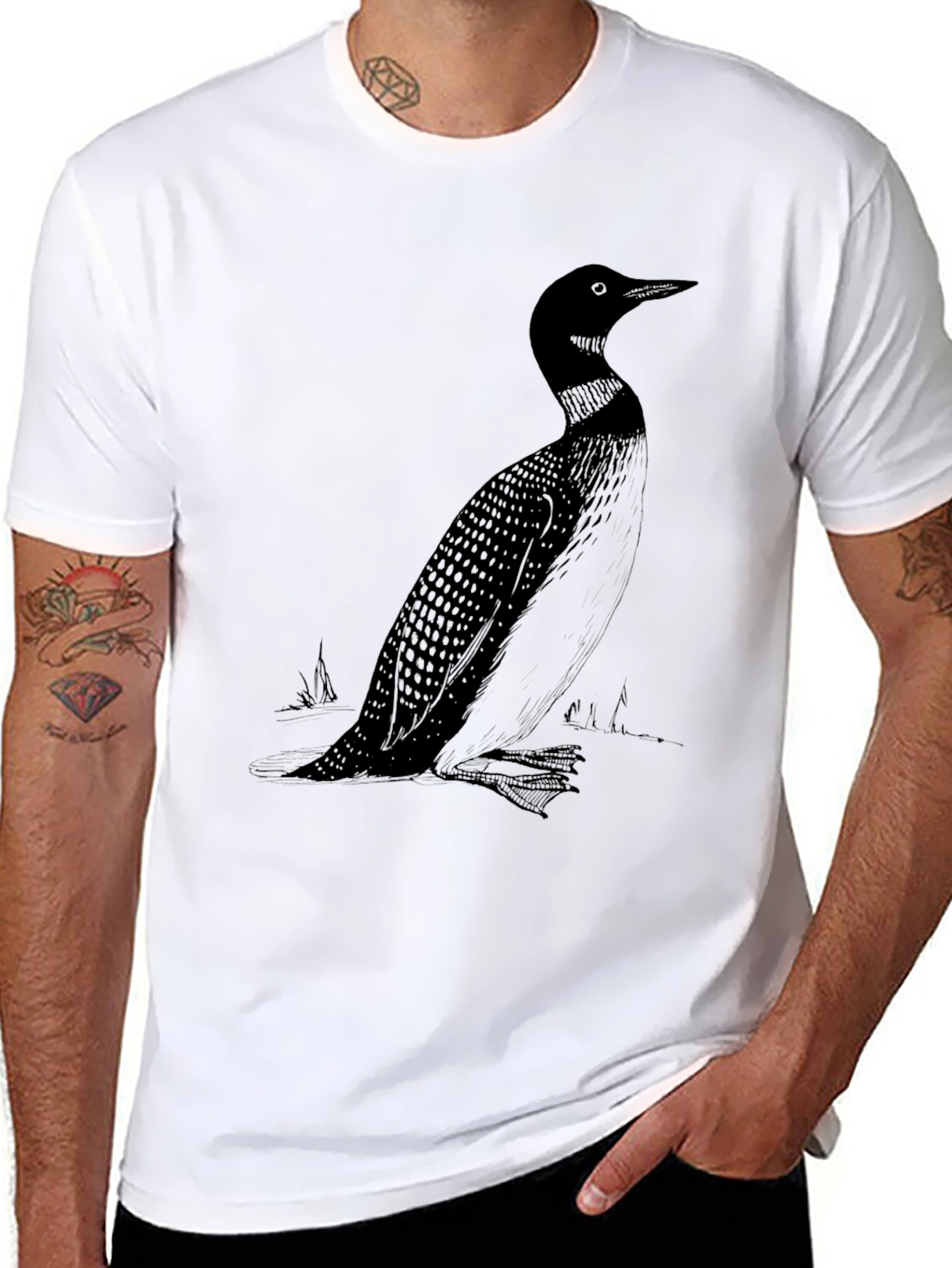 Black Black Loon Graphic Tee - Nature Lover's Shirt view 8