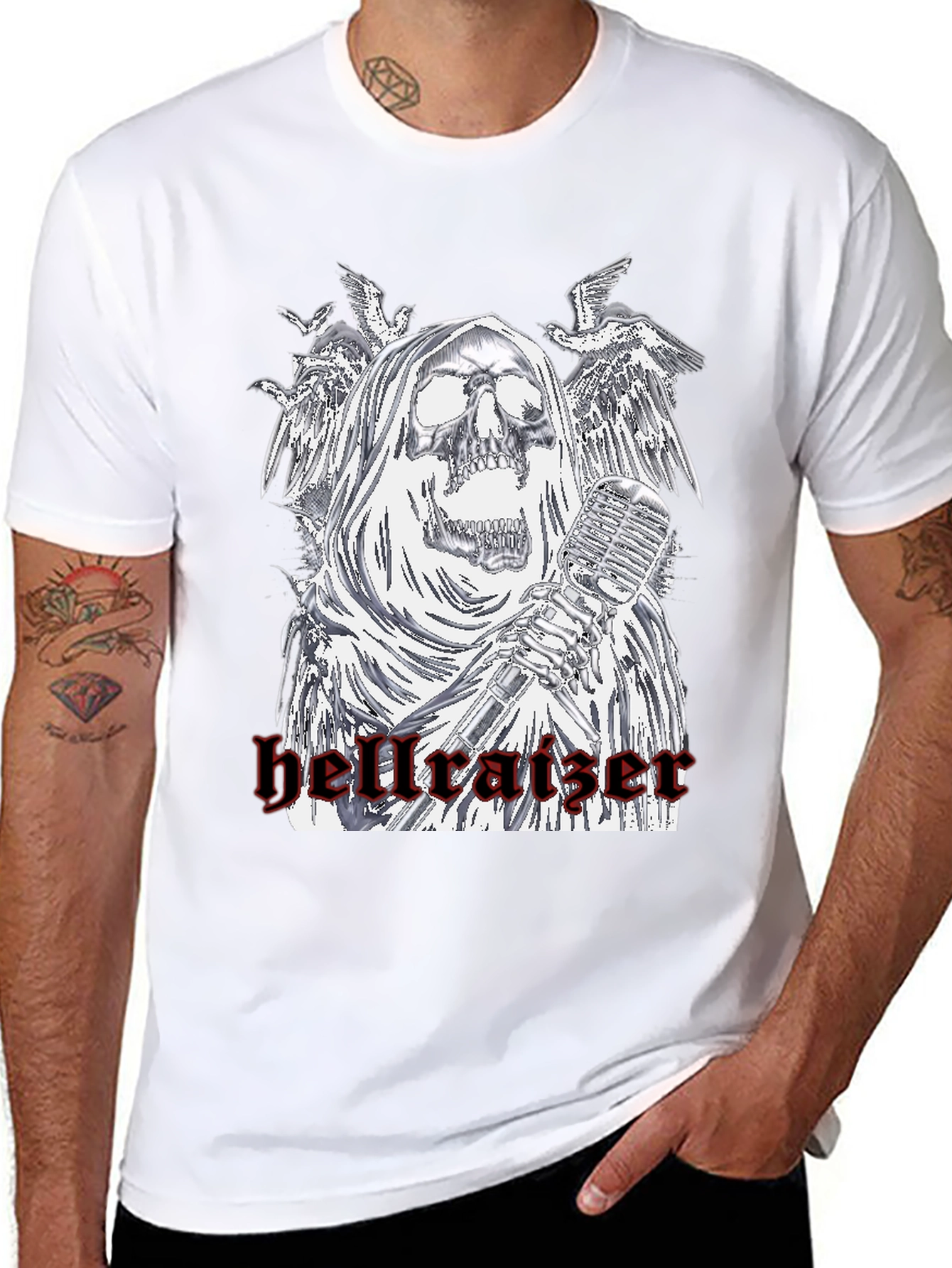 Black Hellraiser Skeleton Graphic T-Shirt - Black view 8