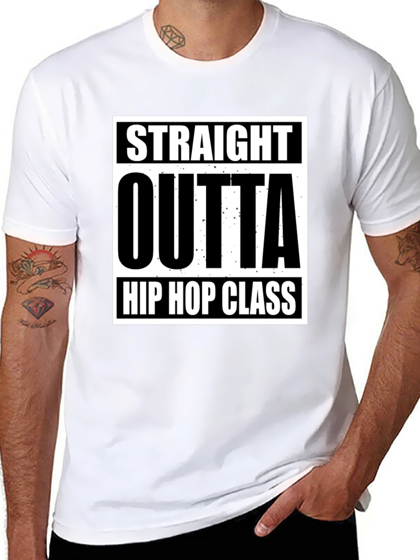 Black Straight Outta Hip Hop Class Black T-Shirt view 8