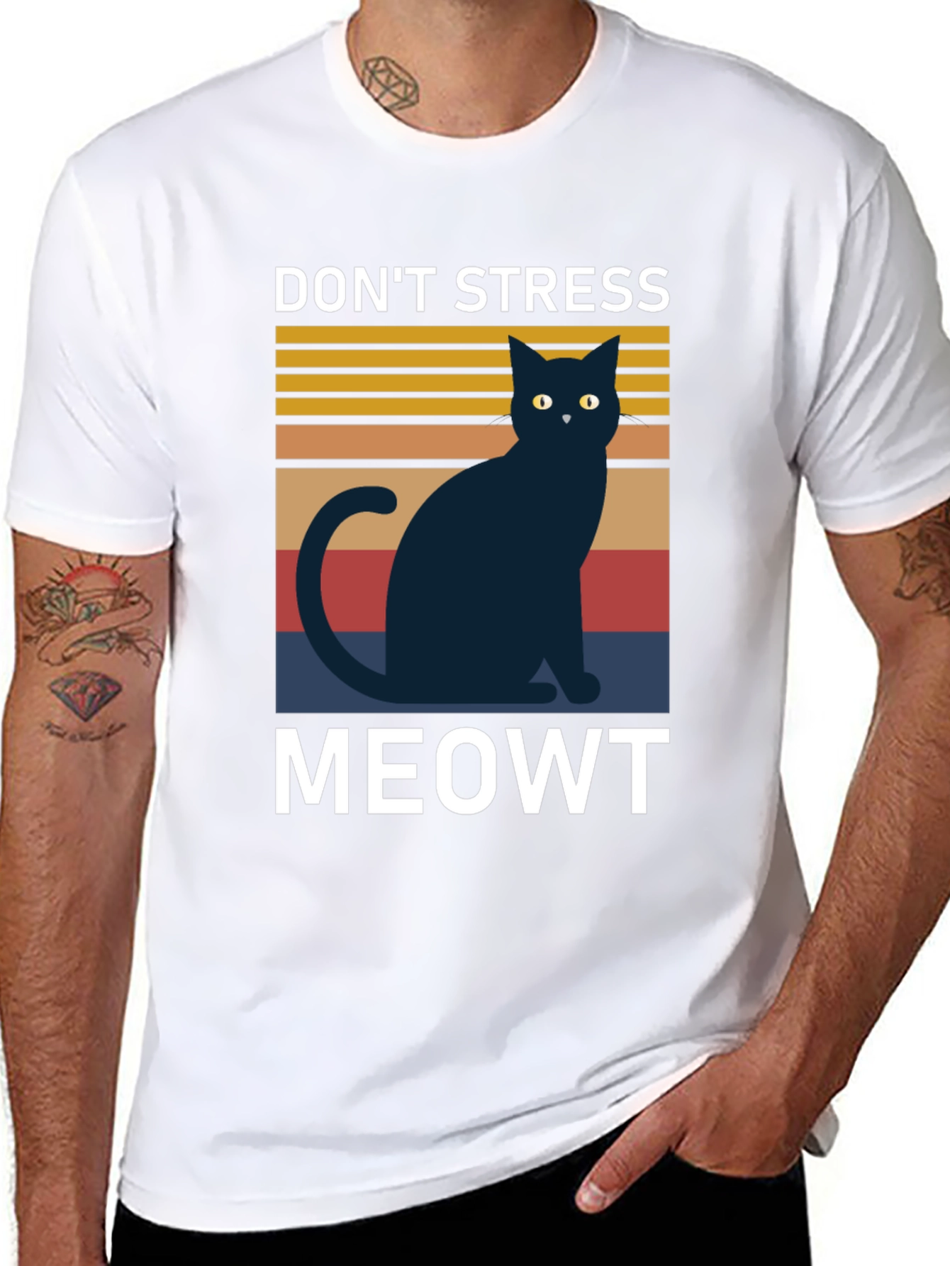 Black Don't Stress Meowt T-Shirt, Cat Lover Tee view 8