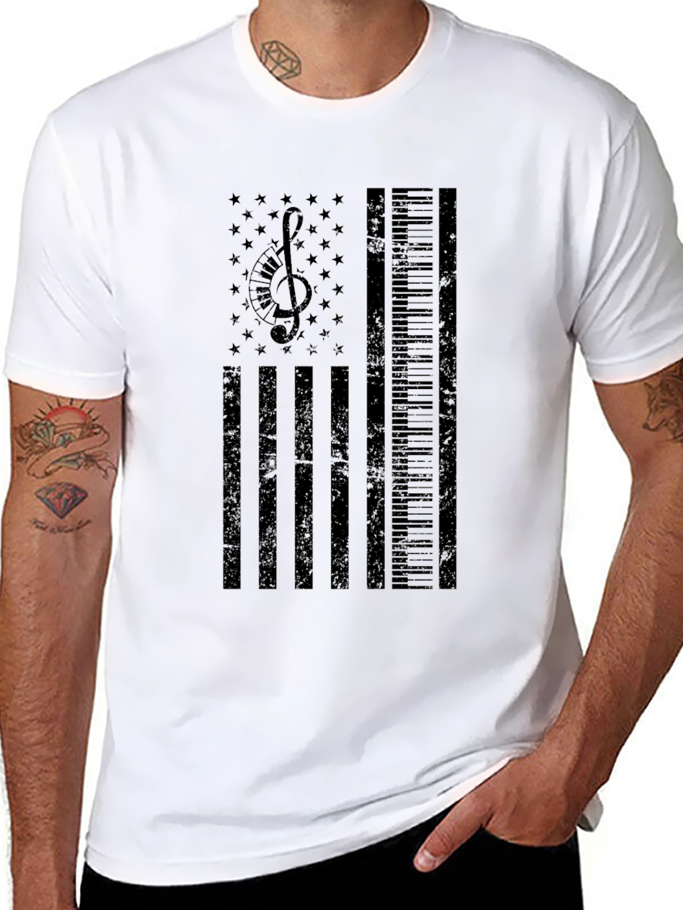 Musical American Flag T-Shirt - Patriotic Musician Tee - 8