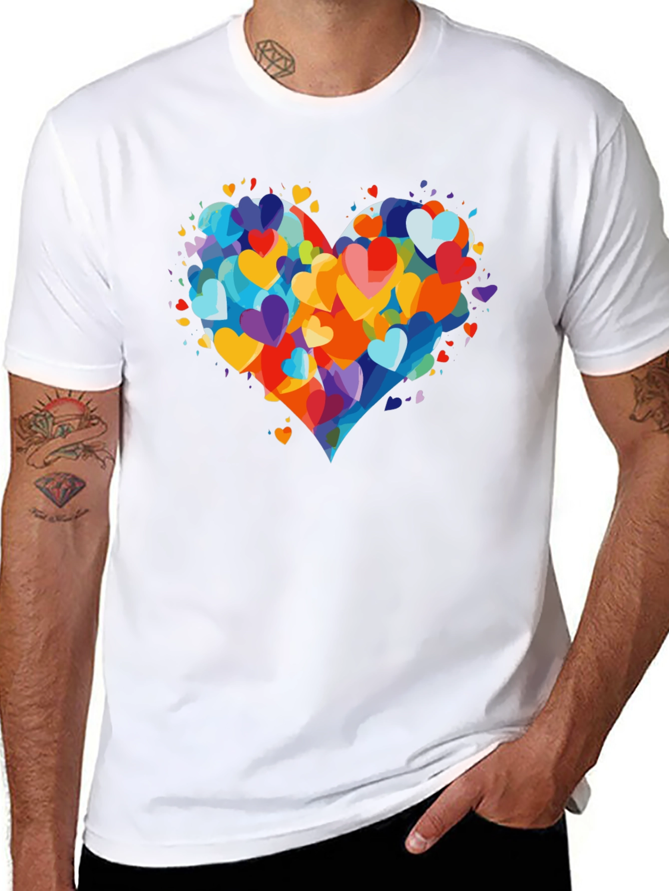 Black Heart Burst T-Shirt - Colorful Love Design view 8