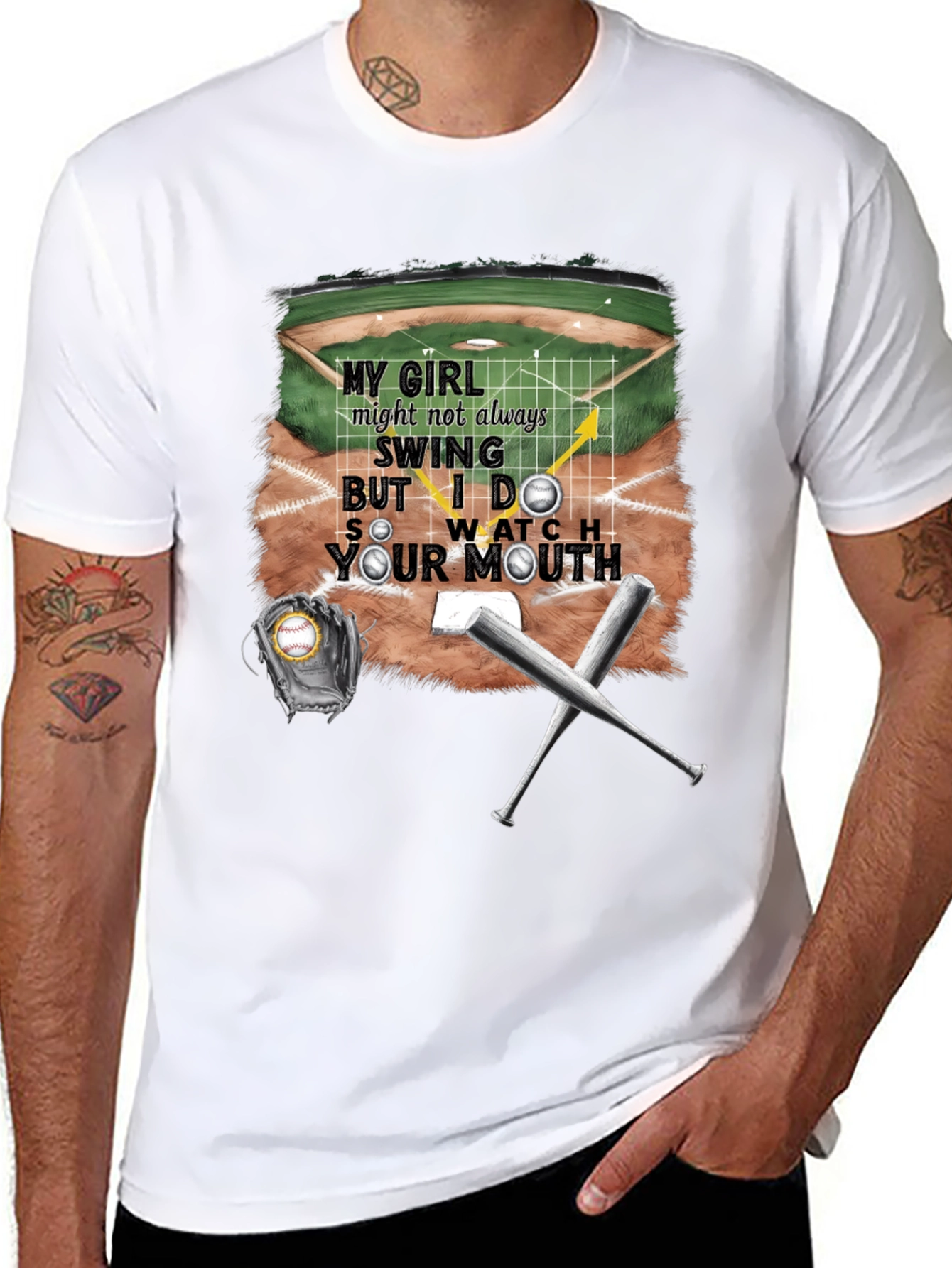 Black My Girl Baseball T-Shirt - Watch Your Mouth! view 8
