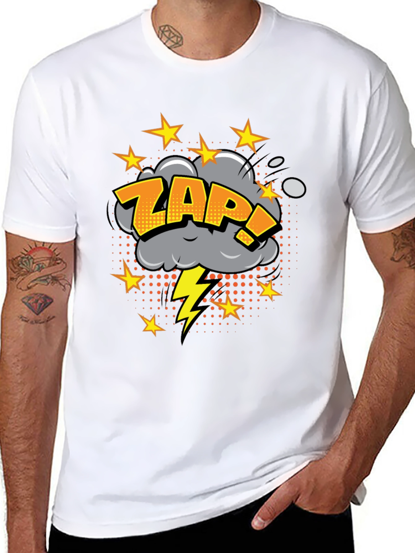 Black Zap! Graphic Print Black T-Shirt view 8