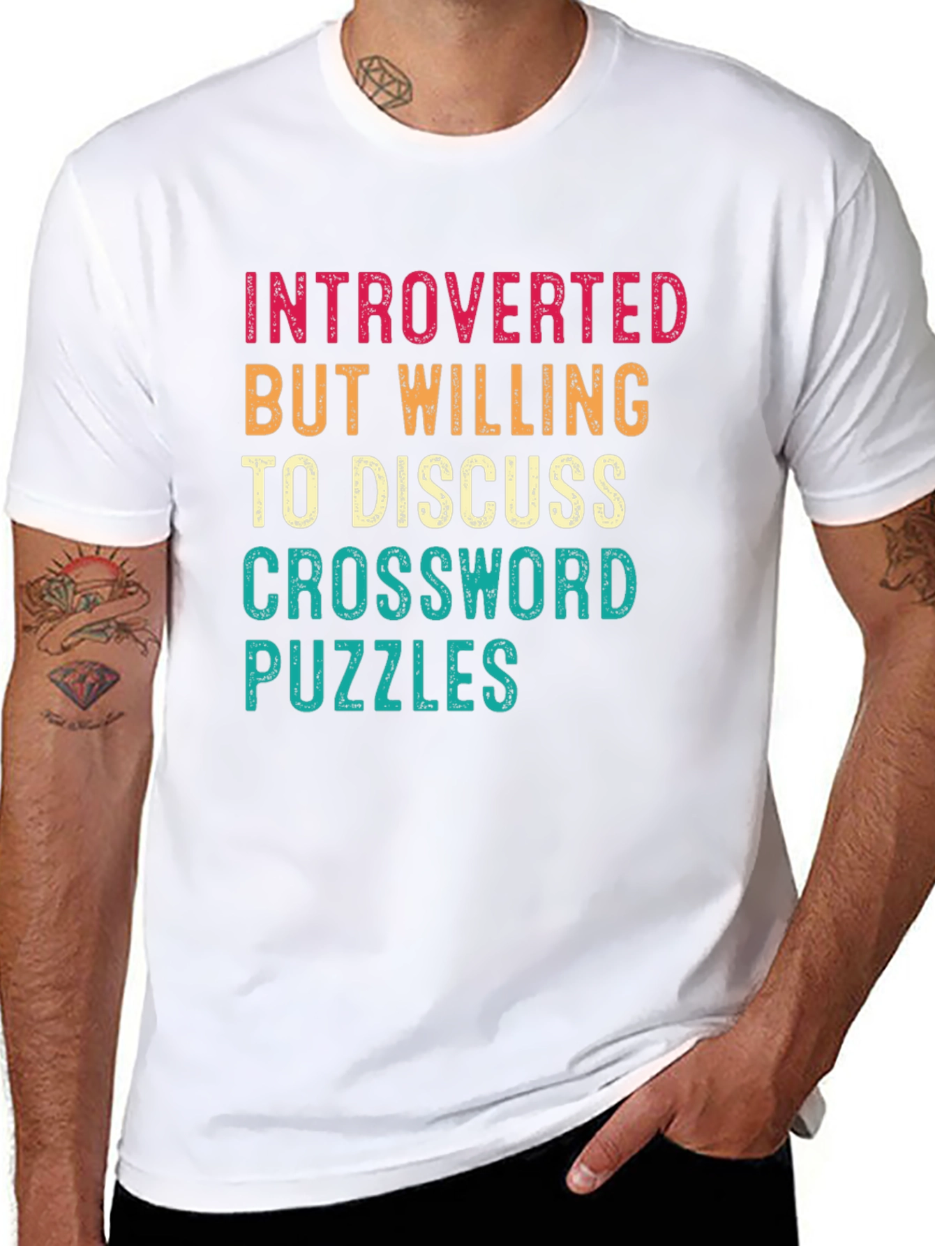 Black Introverted Crossword Puzzles Graphic Tee view 8