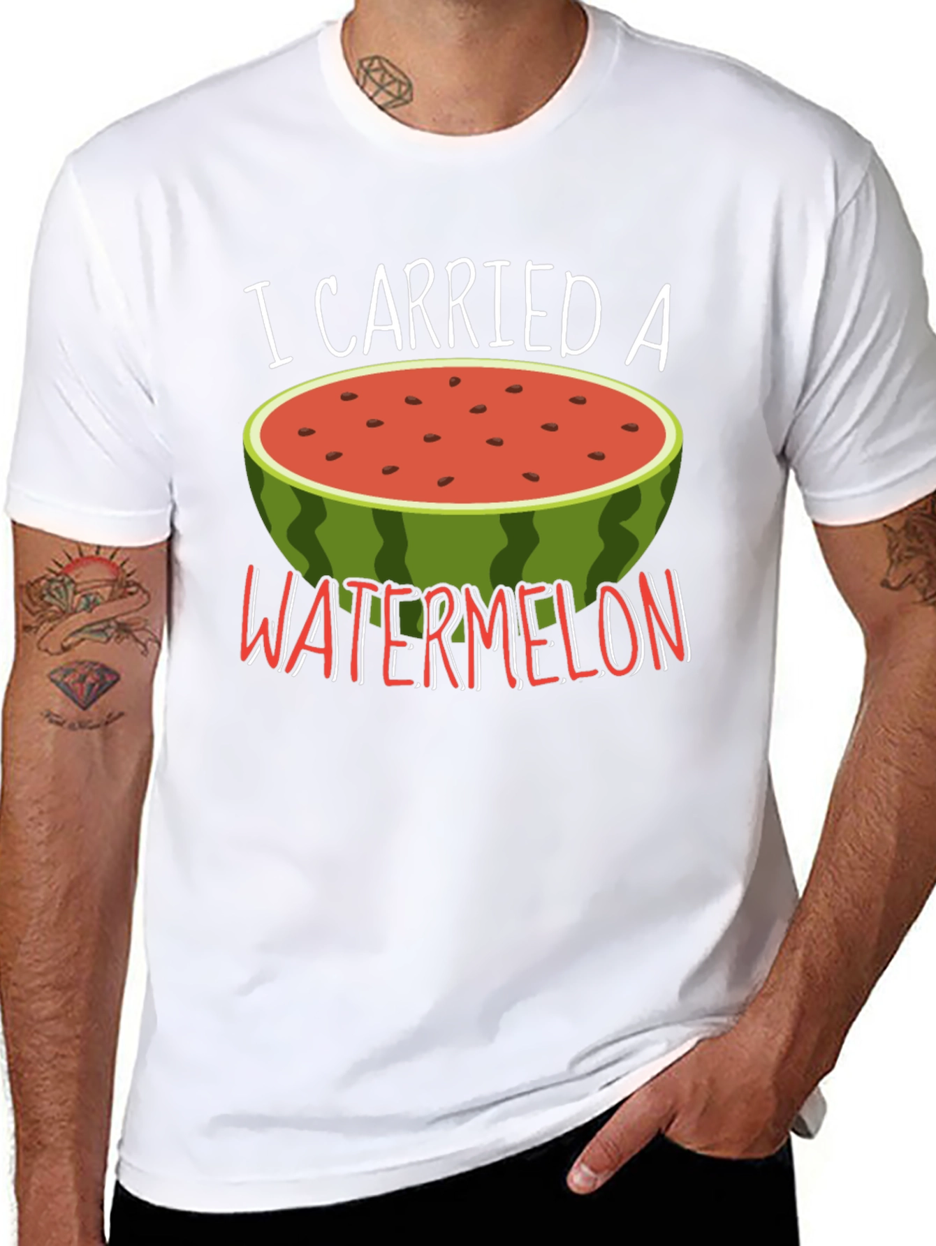 Black Funny Watermelon Graphic Tee view 8