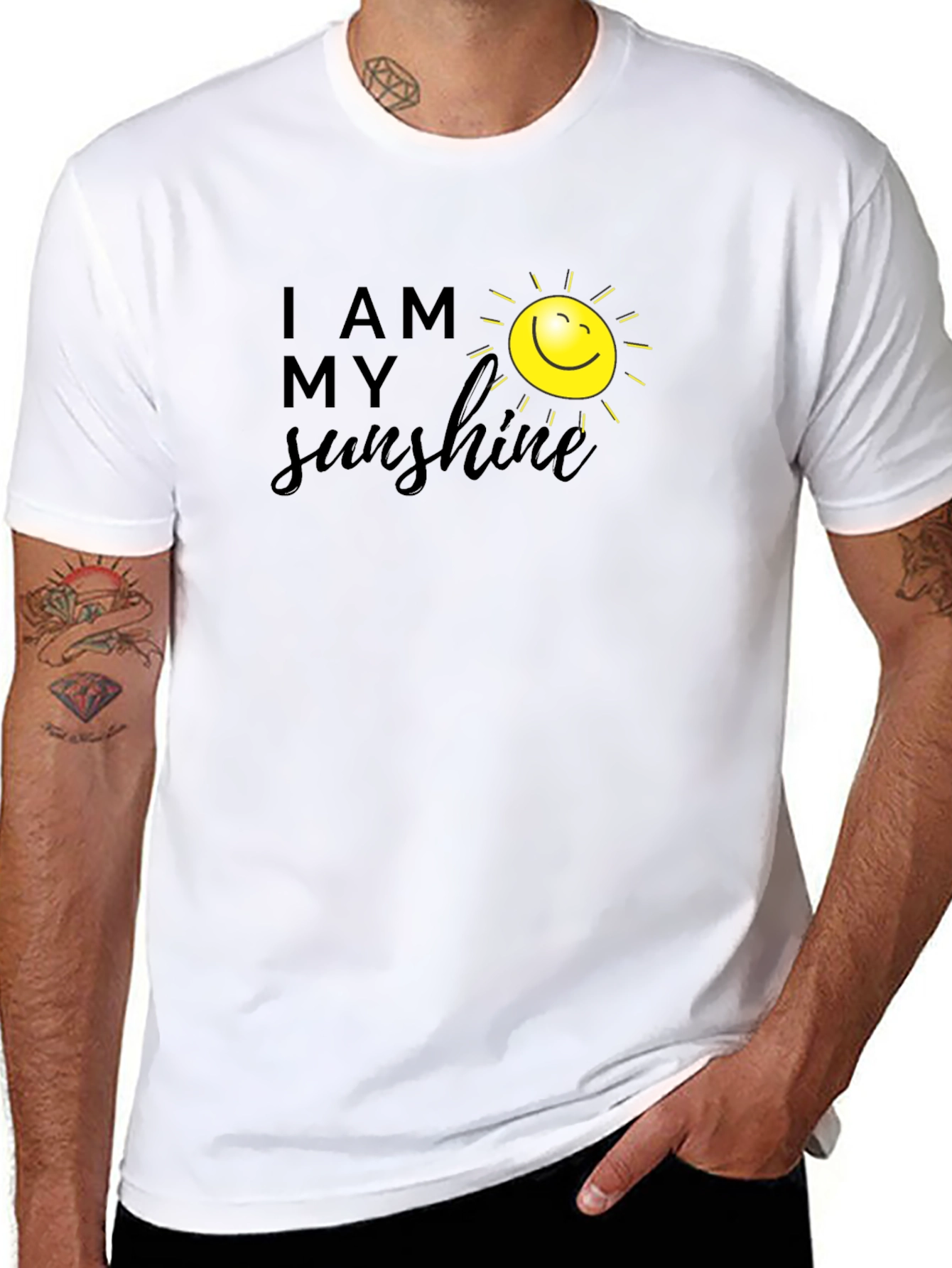 Black I Am My Sunshine Graphic Tee - Black Cotton T-Shirt view 8