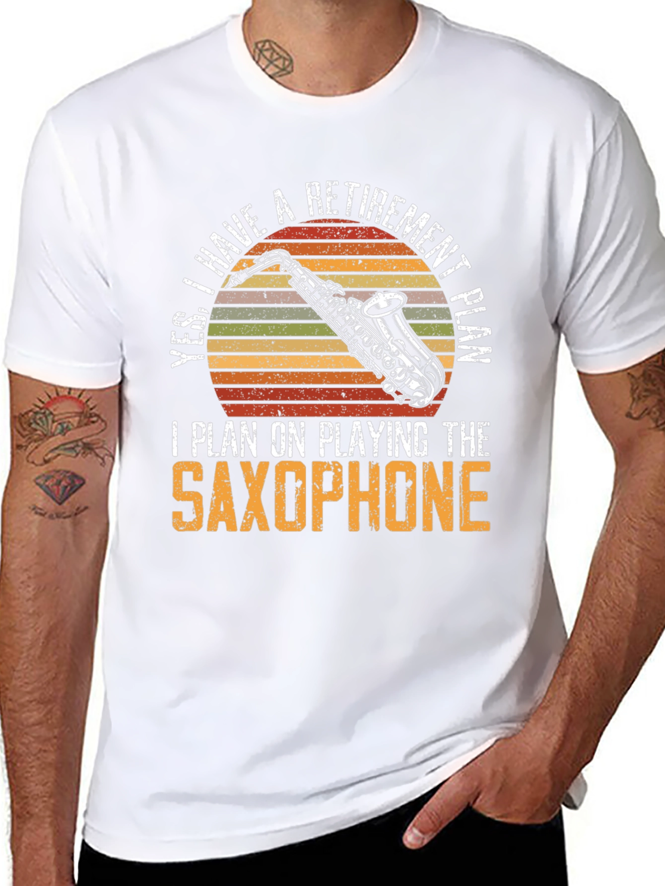 Black Retirement Saxophone T-Shirt - Musician Gift Tee view 8