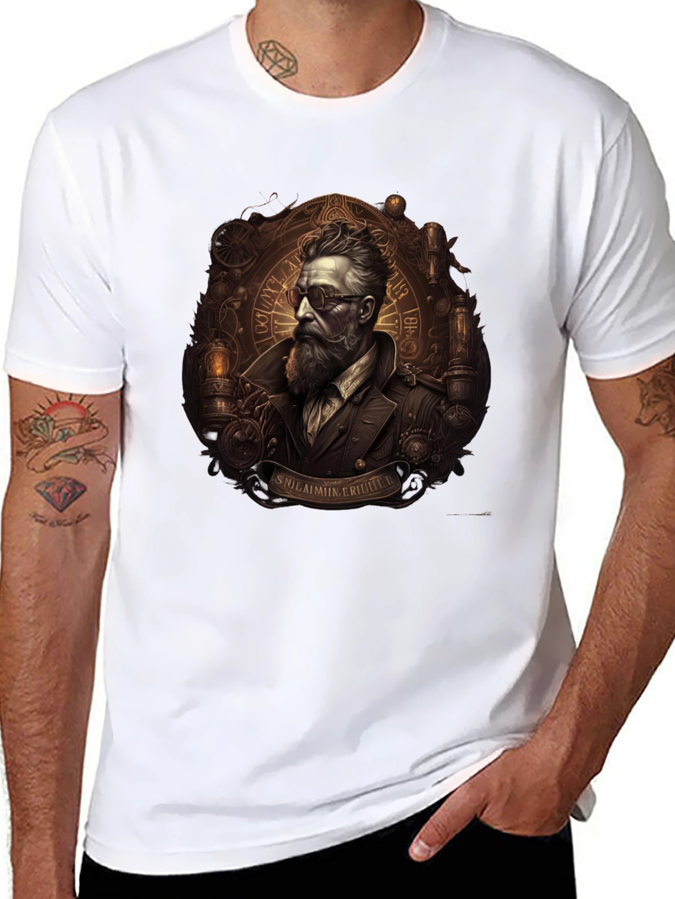 Black Steampunk Gentleman Graphic Tee - Unique Design view 8