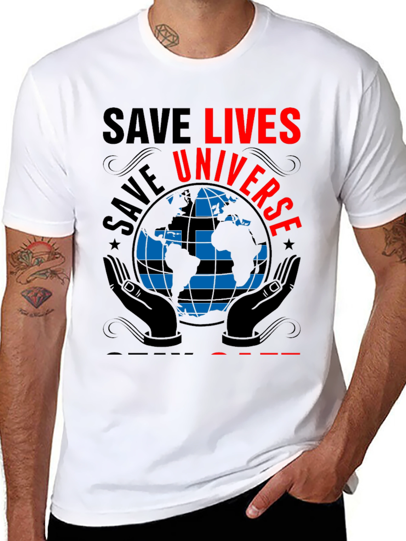 Black Save Lives Save Universe Graphic T-Shirt view 8