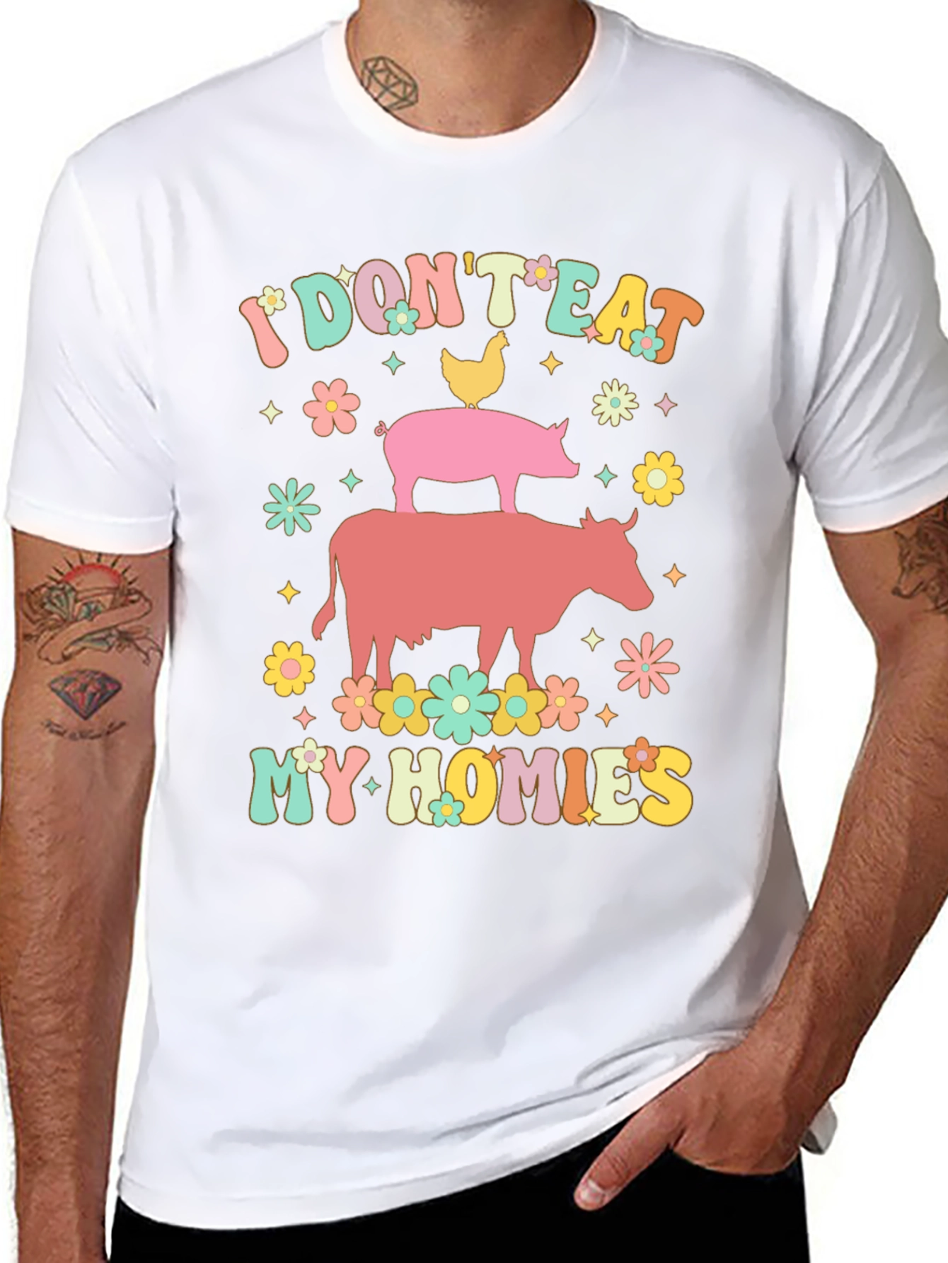 Black Vegan I Don't Eat My Homies T-Shirt view 8