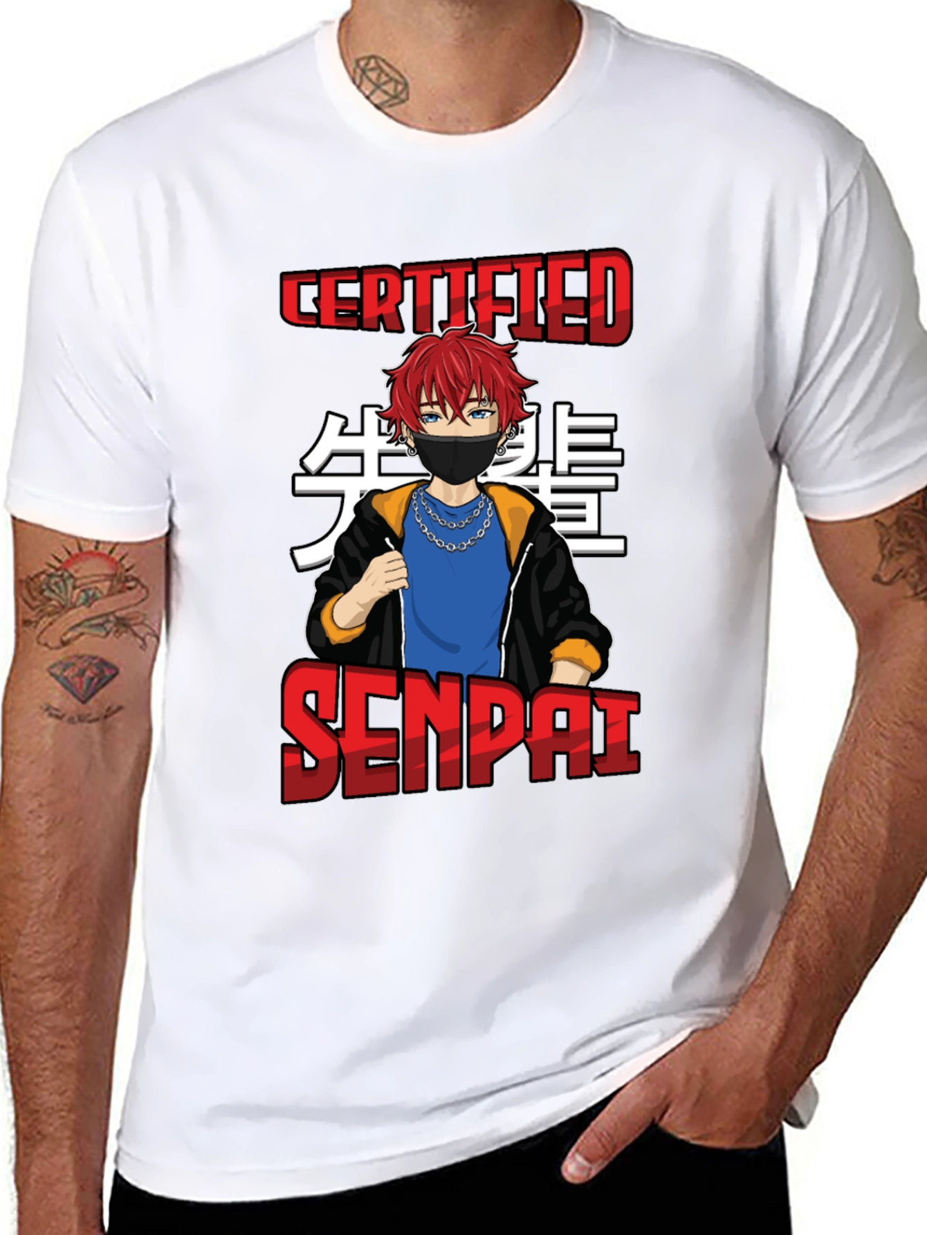 Black Certified Senpai Anime Style T-Shirt view 8
