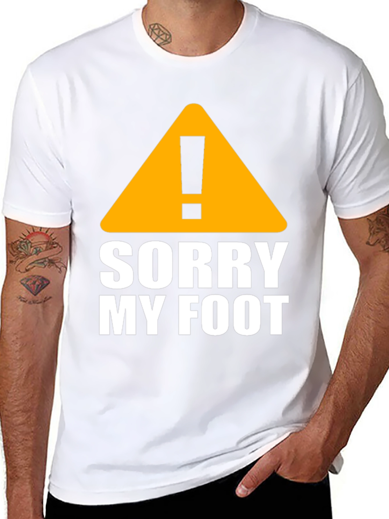 Black Funny Sorry My Foot Graphic Novelty T-Shirt view 8