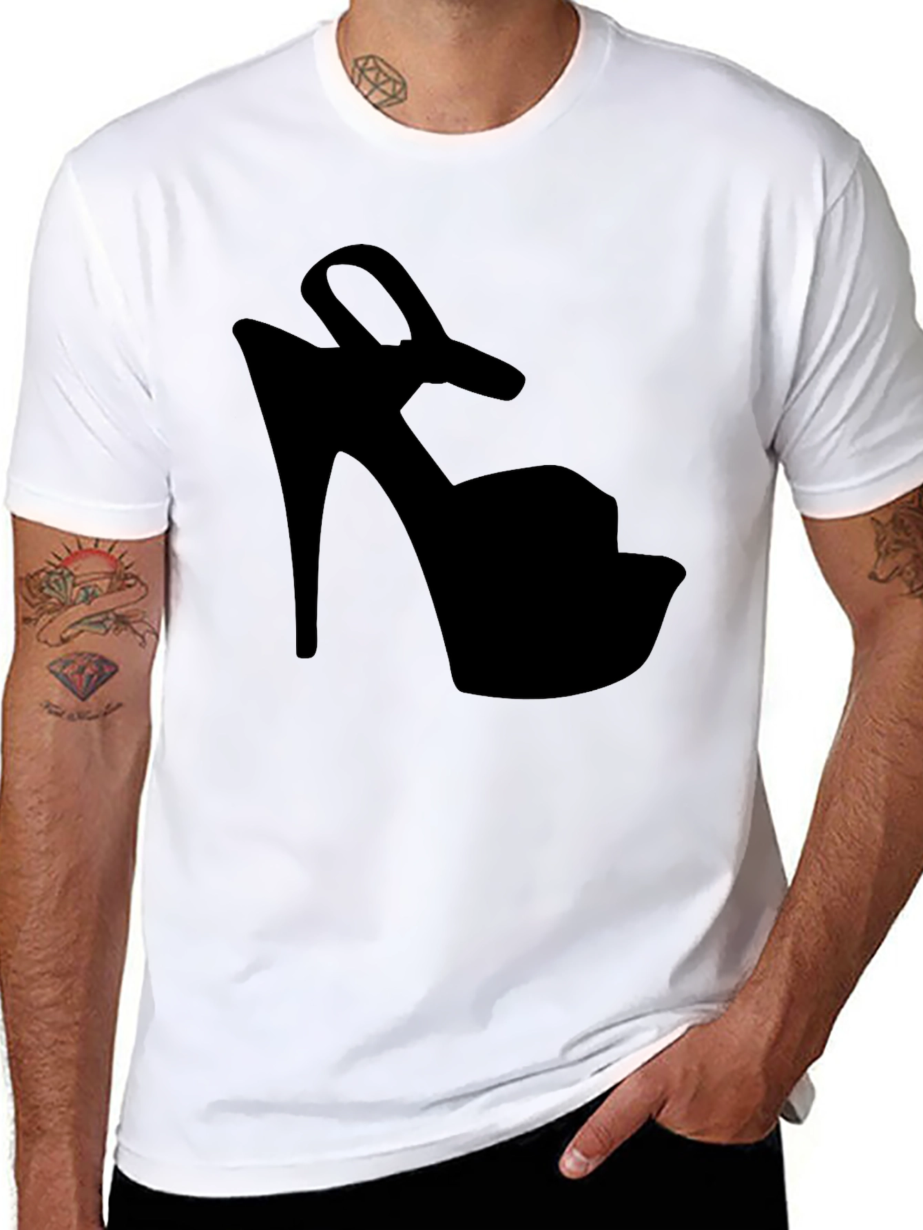 Black High Heel Graphic Black T-Shirt view 8
