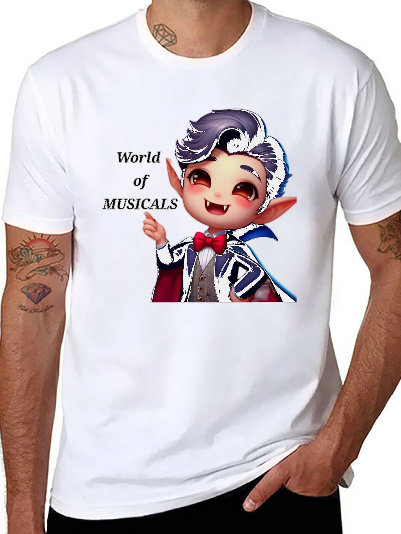 Black Musical Vampire Graphic Tee - Black Cotton Blend view 8