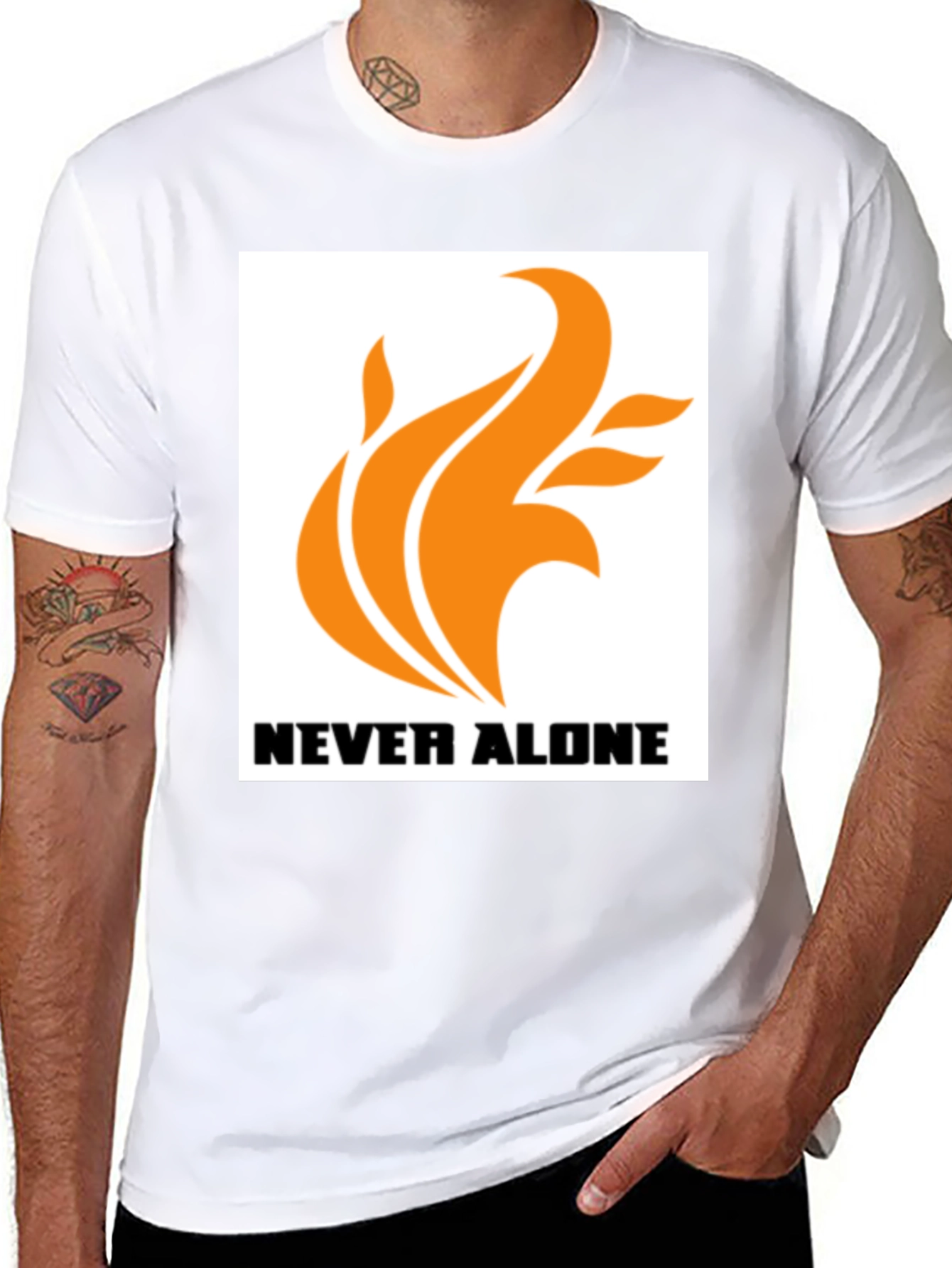 Black Never Alone Graphic Black T-Shirt view 8