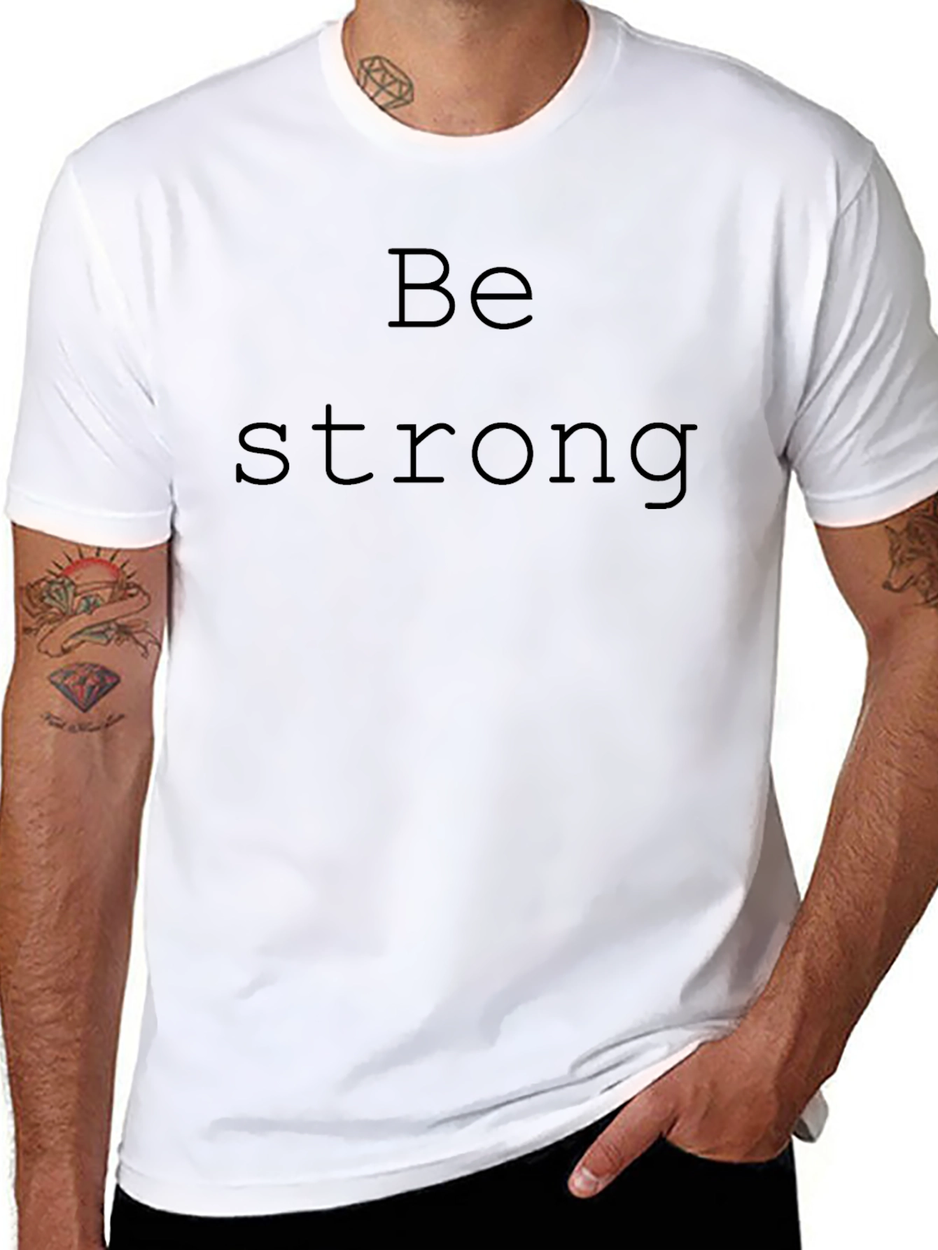 Black Be Strong Black T-Shirt - Motivational Men's Tee view 8