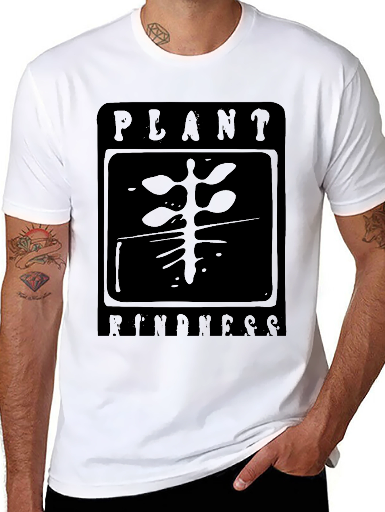 Black Plant Kindness Black Graphic T-Shirt view 8