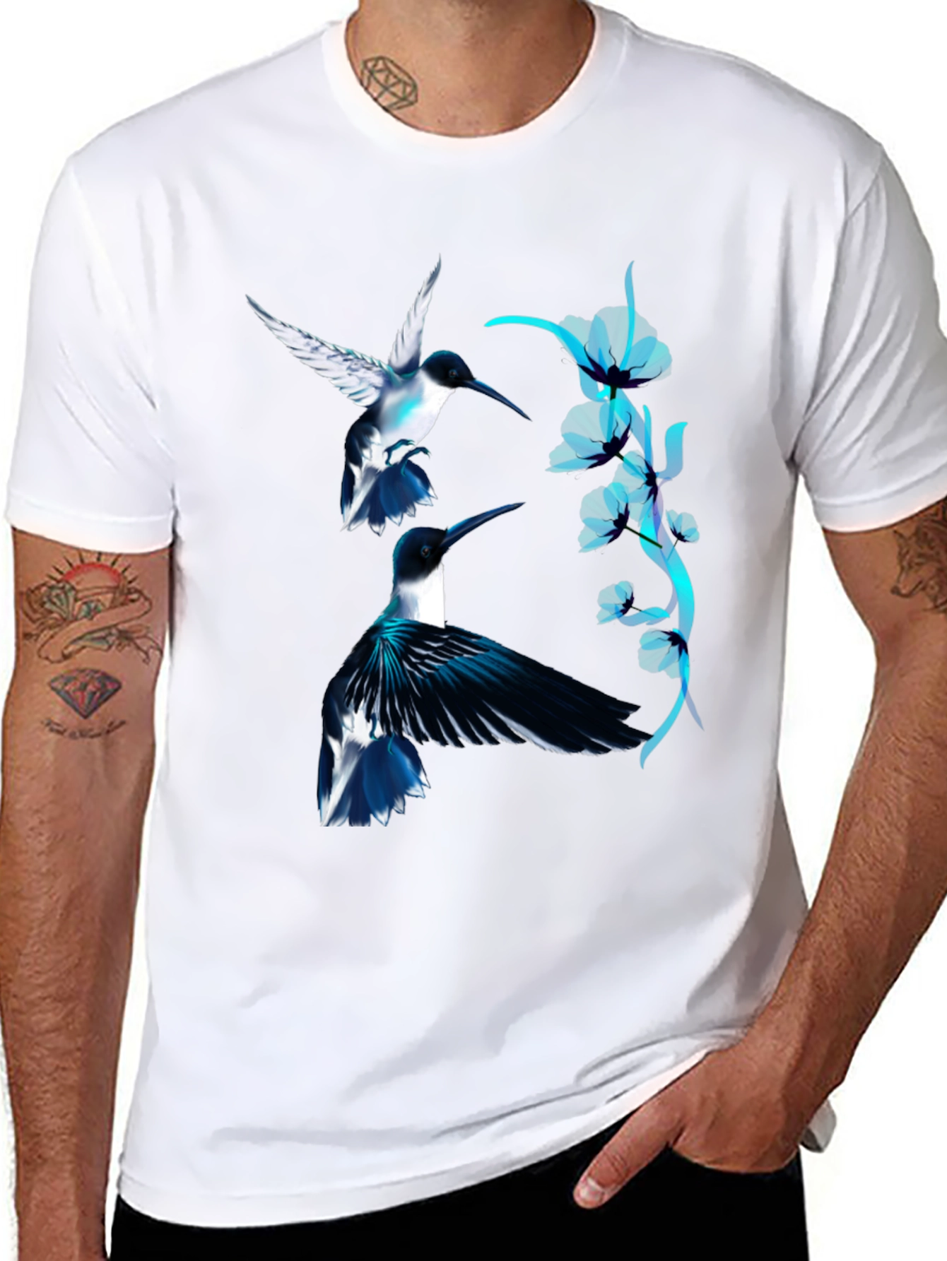 Black Hummingbird Graphic Black Tee view 8