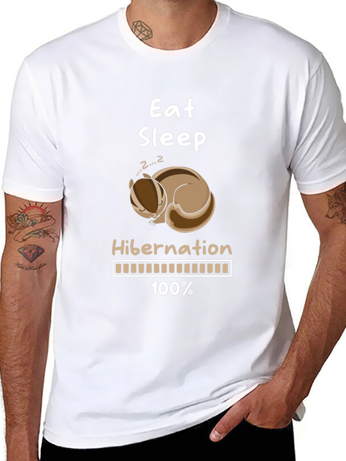 Black Eat Sleep Hibernation T-Shirt Funny Animal Lover Tee view 8
